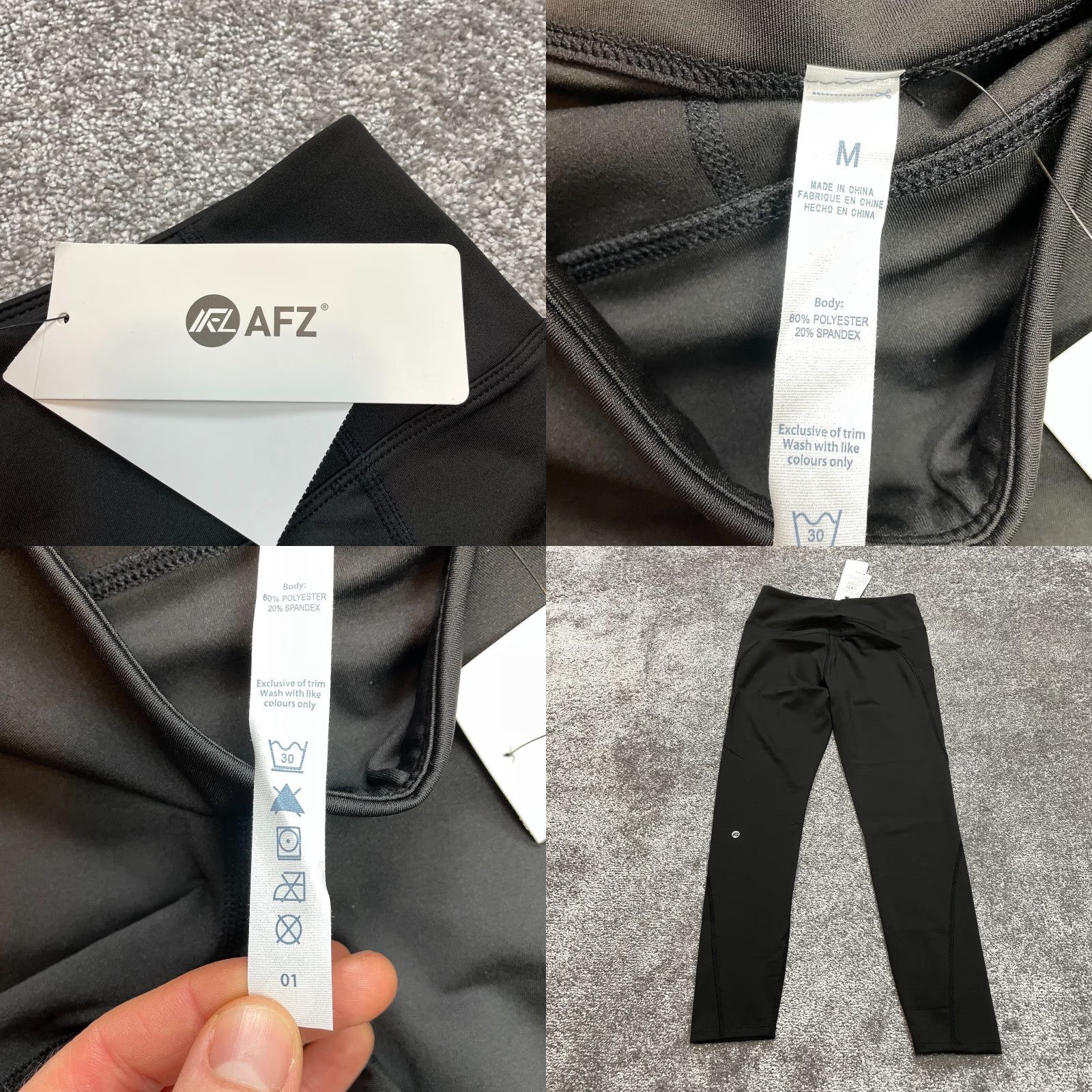 Vintage AFZ Leggings Womens Medium Black Yoga Stretch Active Pants New NWT 26x4.5 Size 32" / US 10 / IT 46 - 8 Thumbnail