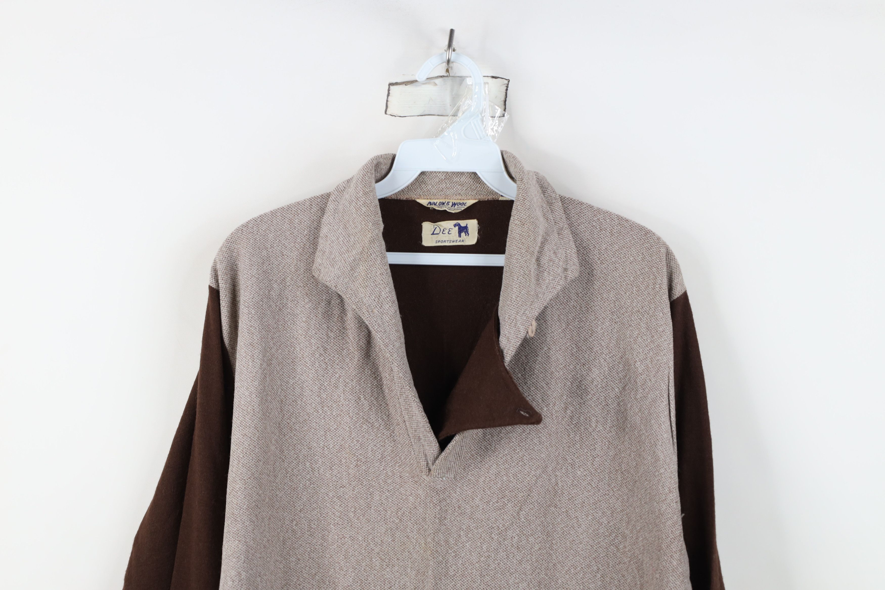 Vintage Vintage 50s 60s Streetwear Looped Collar Knit Polo Brown USA Size US L / EU 52-54 / 3 - 2 Thumbnail