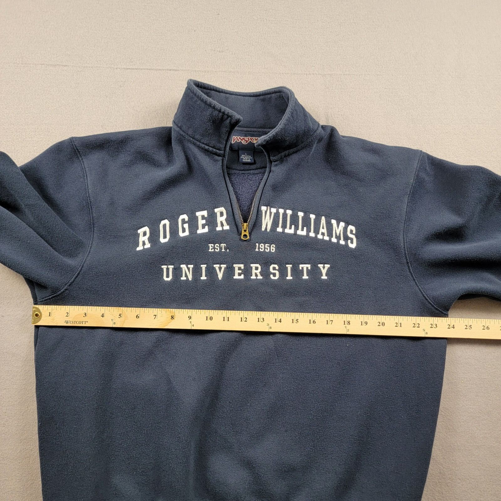 Jansport 90s Vintage Roger Williams University ZipUp Blue Sz L (463) Size US L / EU 52-54 / 3 - 8 Thumbnail