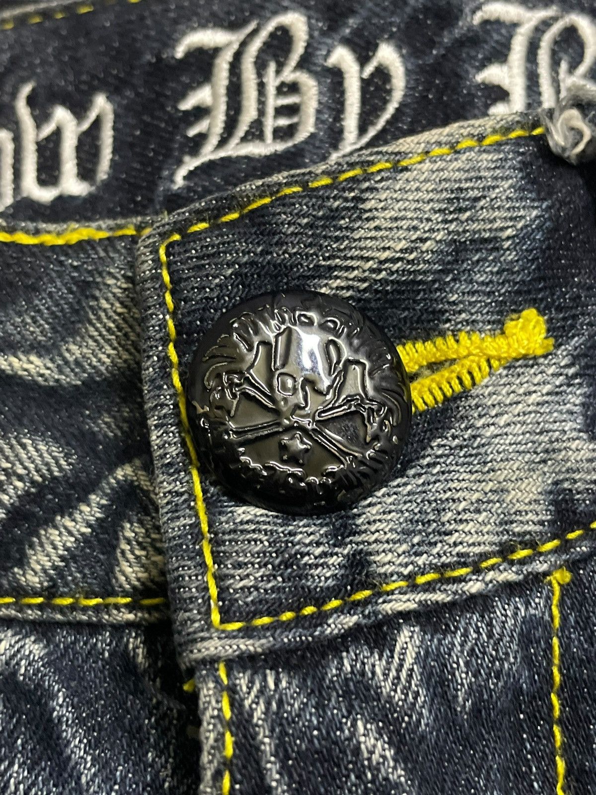Le Grande Bleu (L.G.B.) Japanese Gothic And Punk Style Rusty Mud Wash Skull Jeans Size US 30 / EU 46 - 13 Thumbnail