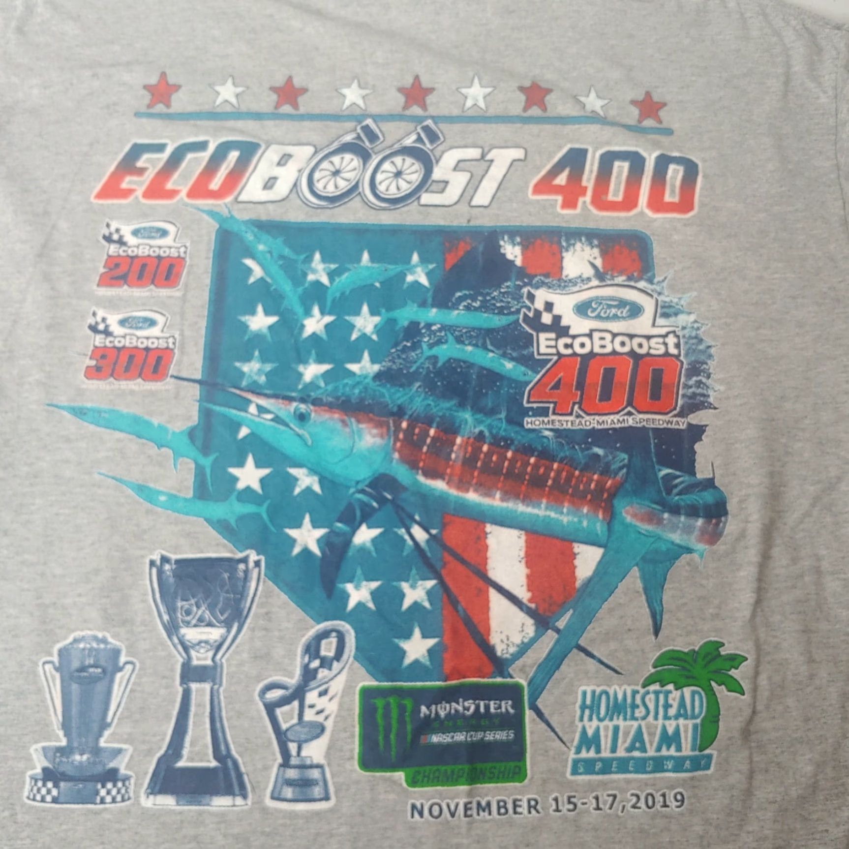 Fruit Of The Loom VINTAGE Ecoboost 400 Shirt Large Homestead Miami FL Speedway NASCAR Monster 2019 Size US L / EU 52-54 / 3 - 4 Thumbnail