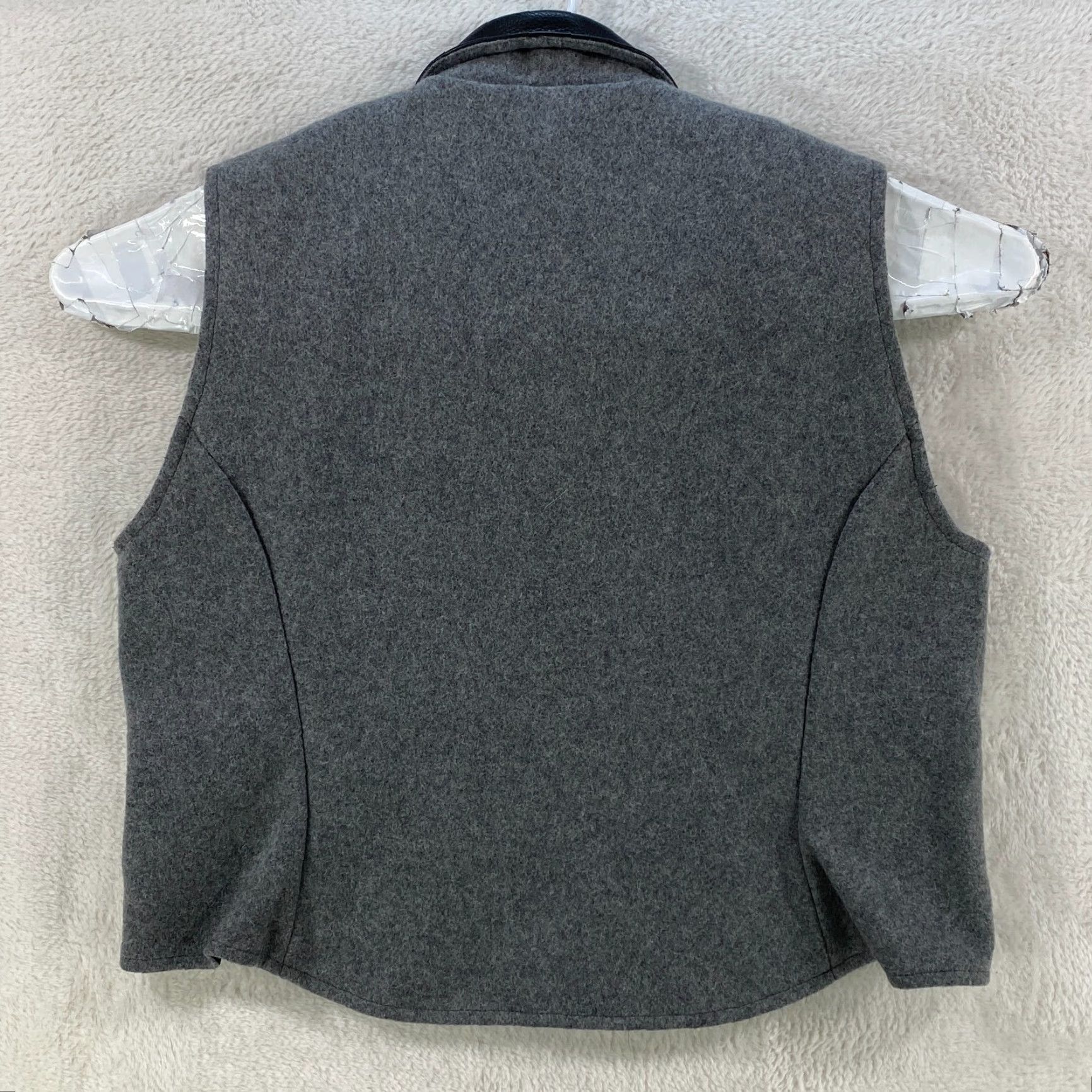 Vintage Schaefer Outfitter Western Wool Vest Mens XL Gray Zip Leather Collar Made USA Size US XL / EU 56 / 4 - 2 Thumbnail