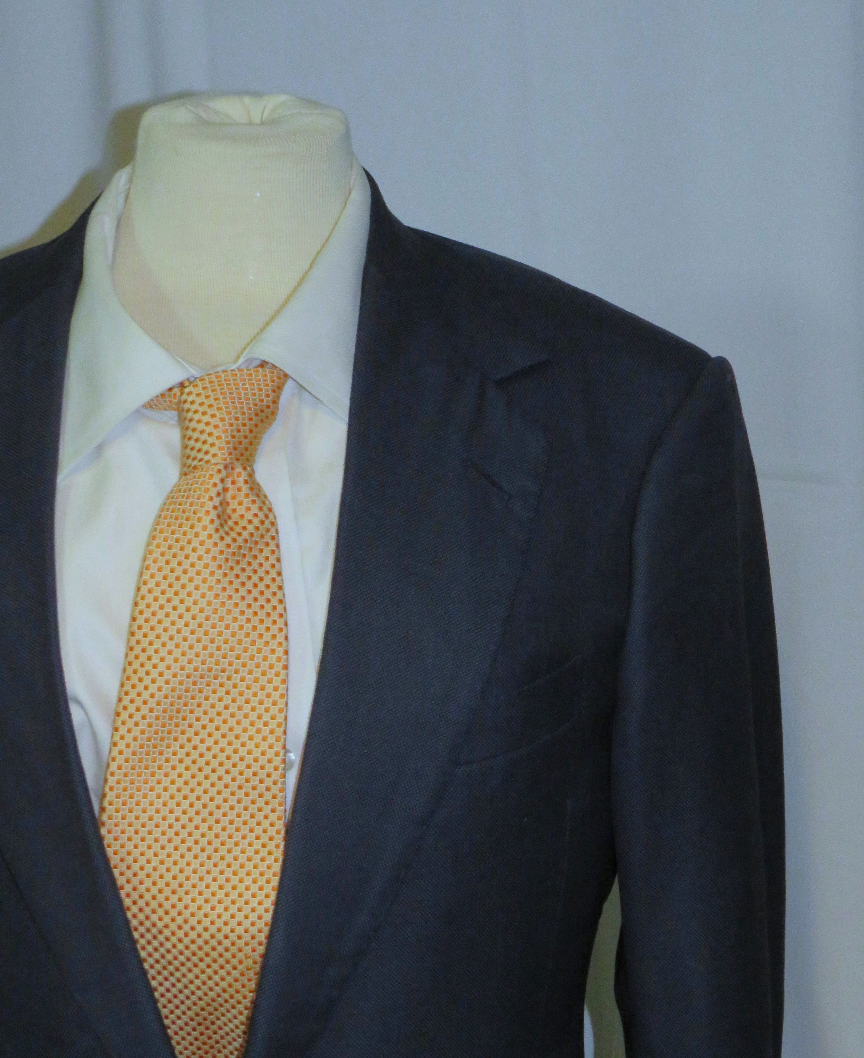 Huntsman × Savile Row Bespoke 2022 Navy Blue Birdseye One Button Suit 34S Size 34S - 4 Thumbnail