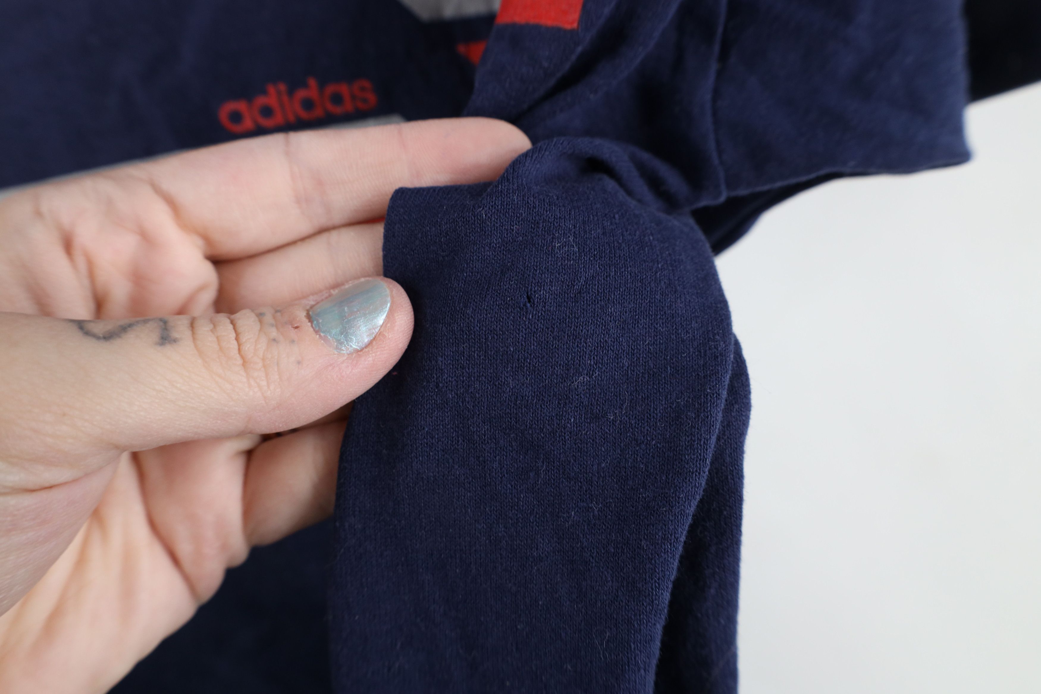 Adidas × Vintage Vintage 70s 80s Adidas Spell Out Striped T-Shirt Blue USA Size US L / EU 52-54 / 3 - 8 Thumbnail