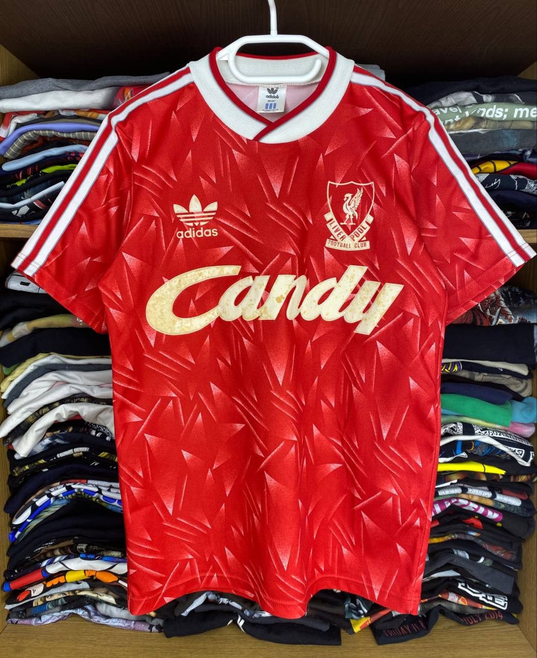 image of Adidas Liverpool 1989-1990 Candy Vintage Soccer Jersey in Red, Men's (Size XS)