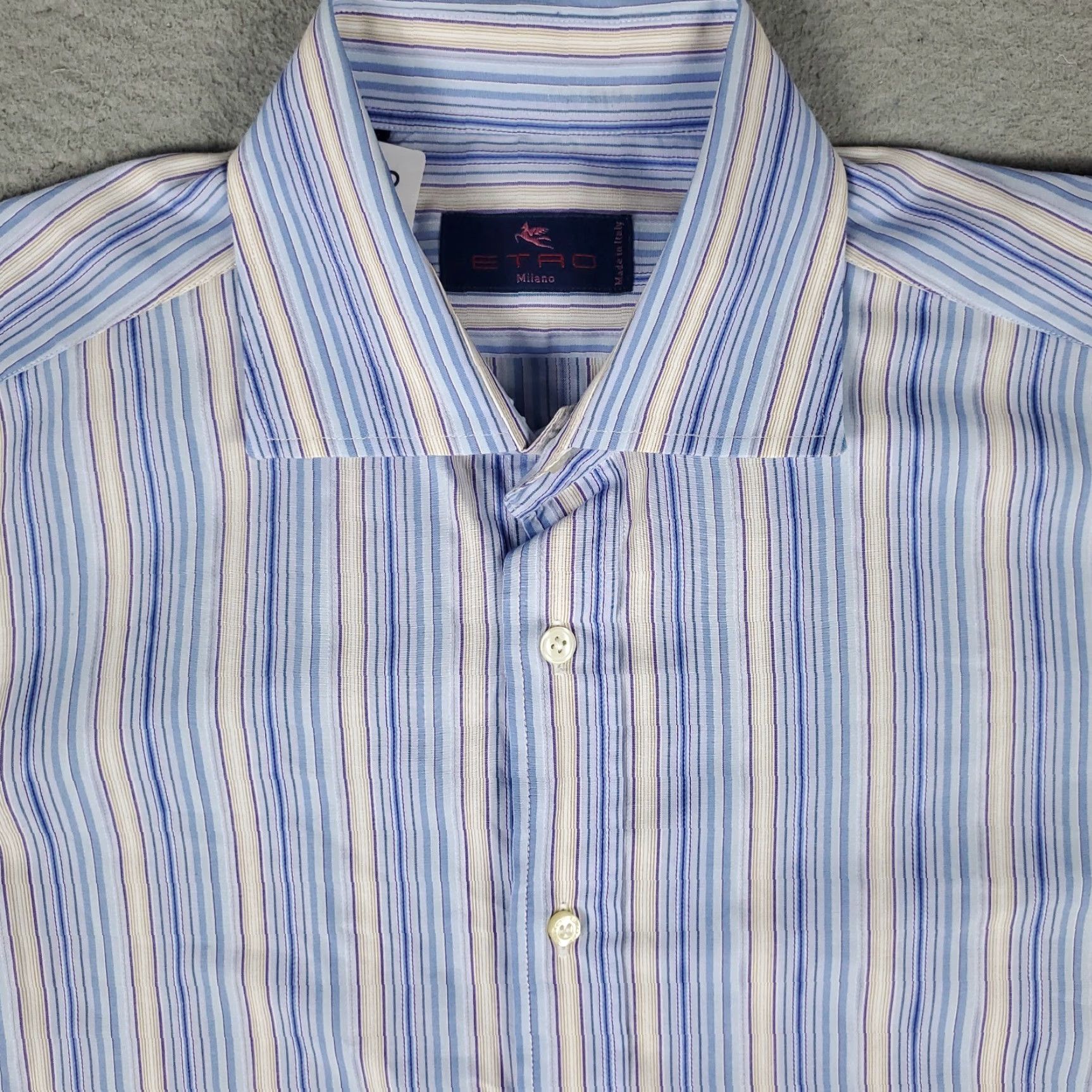 Etro ETRO Button-Up Shirt Mens Size 41 Blue Striped Made in Italy Long Sleeve Regular Fit Size US L / EU 52-54 / 3 - 2 Thumbnail