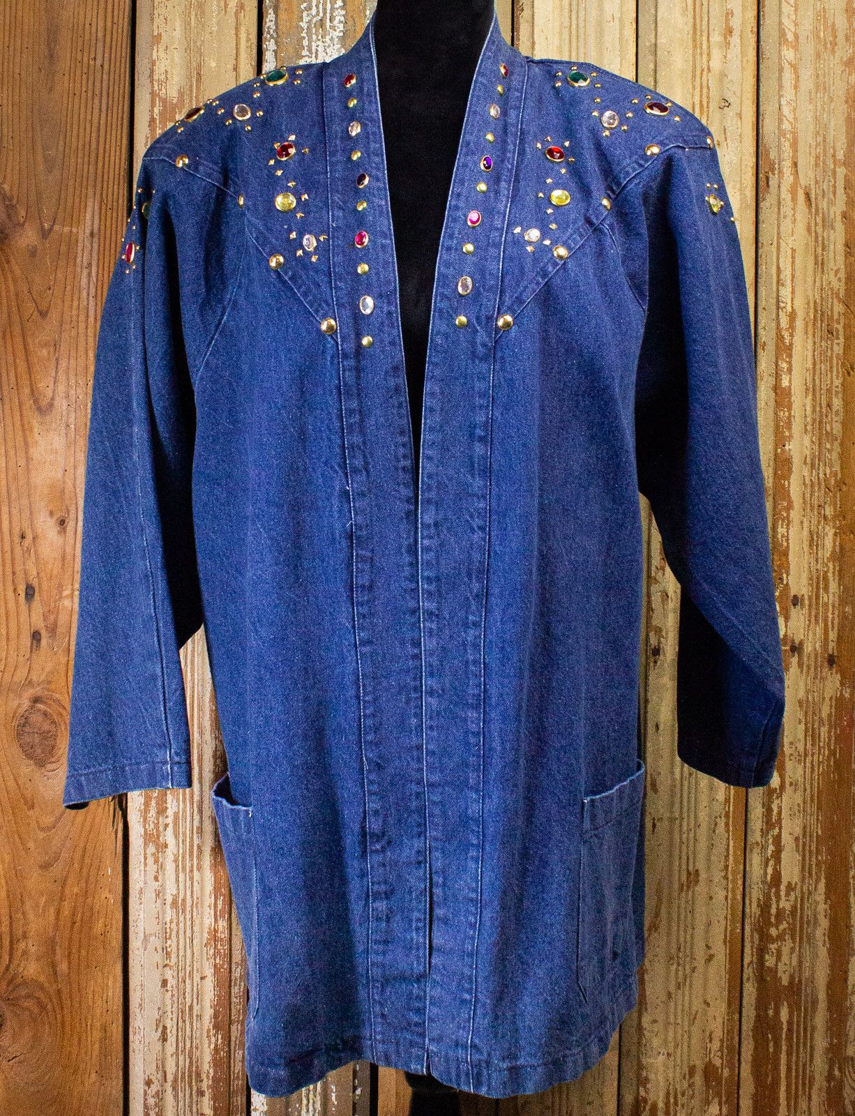 image of Vintage Christie Bejeweled Denim Coat 80's 2Xl, Women's