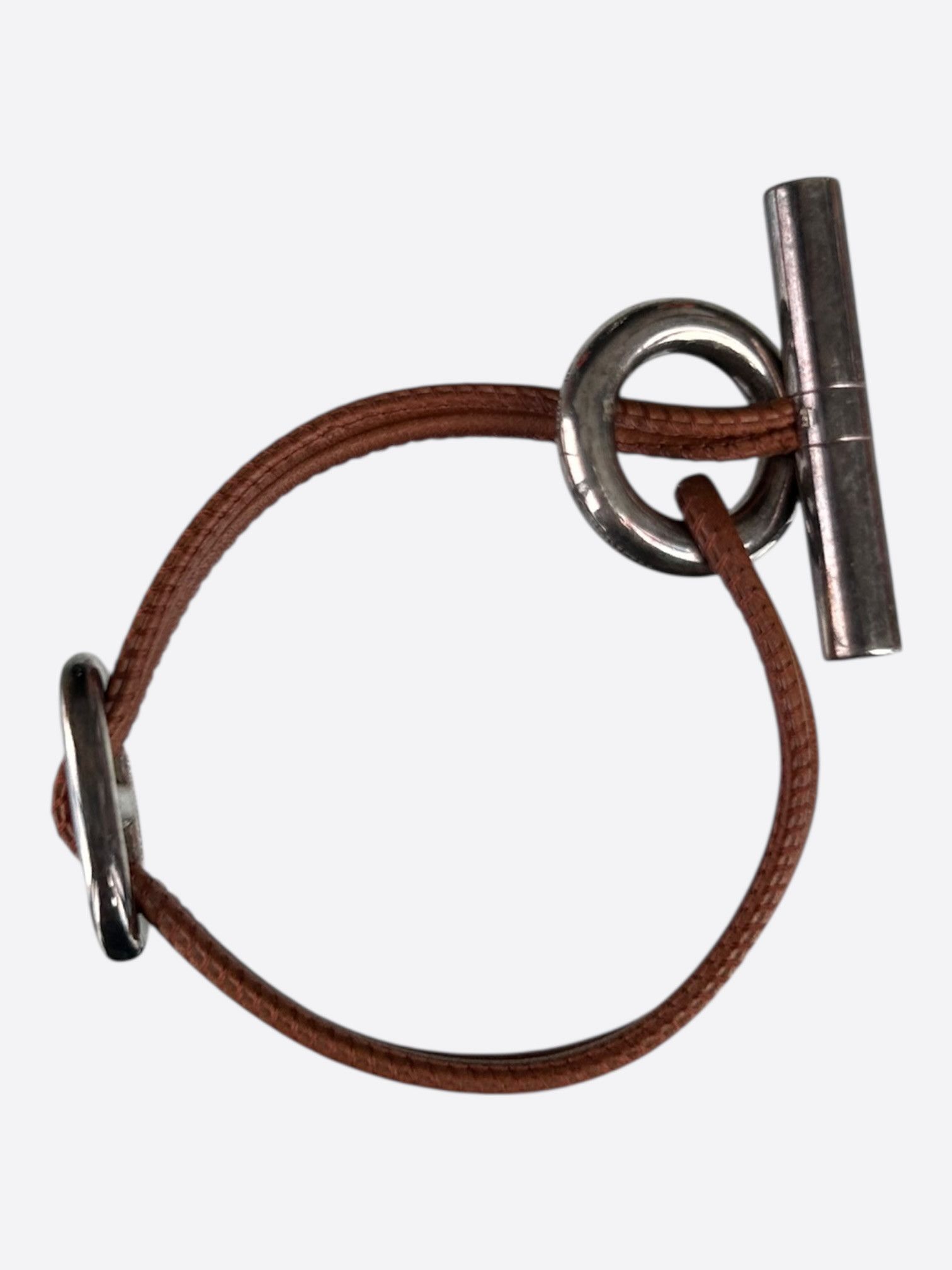Hermes Hermes Brown Swift & Palladium Hardware Skipper Bracelet Size ONE SIZE - 1 Thumbnail