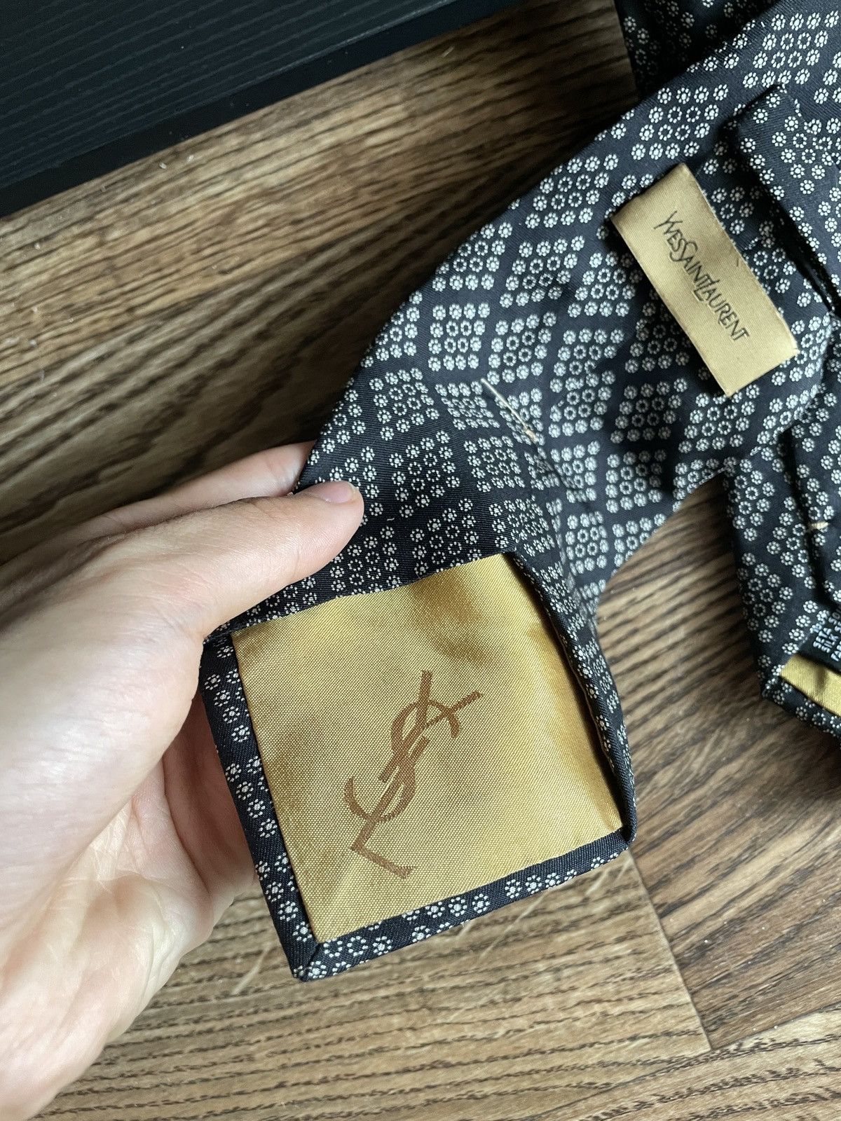 Designer × Yves Saint Laurent RARE🔥 Yves Saint Laurent YSL tie vintage monogram old money Size ONE SIZE - 3 Thumbnail