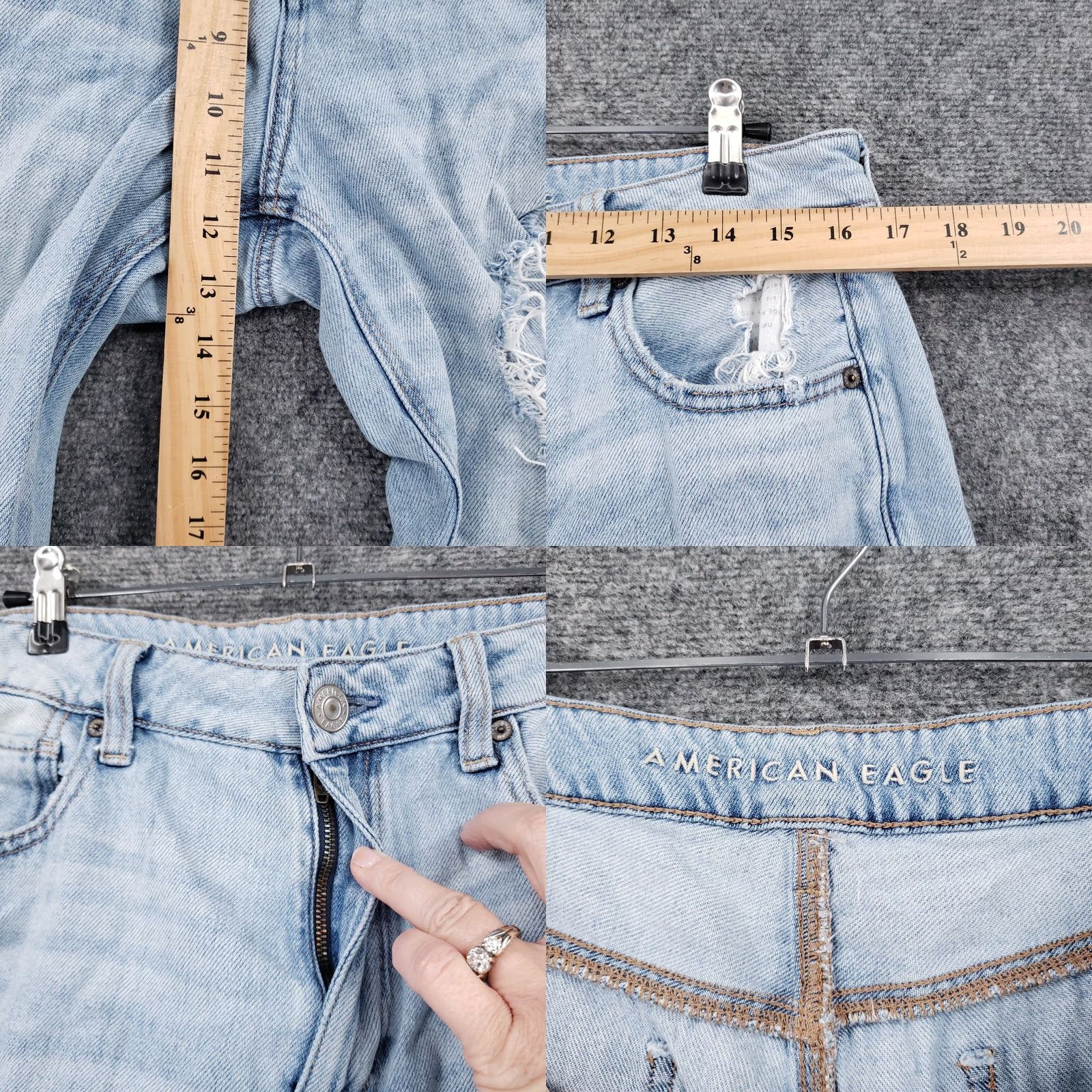 American Eagle Outfitters American Eagle Jeans Womens 12 Long Blue Hi Rise Tomgirl Ripped Denim Size 34" / US 12 / IT 48 - 8 Thumbnail