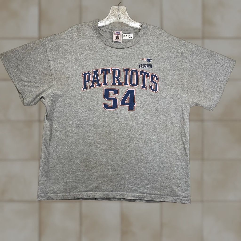 NFL VINTAGE New England Patriots T-Shirt Unisex Adult L Gray Graphic Print 90s Y2K NFL Teddy Bruschi Patriots Mens Womens Size US L / EU 52-54 / 3 - 1 Thumbnail