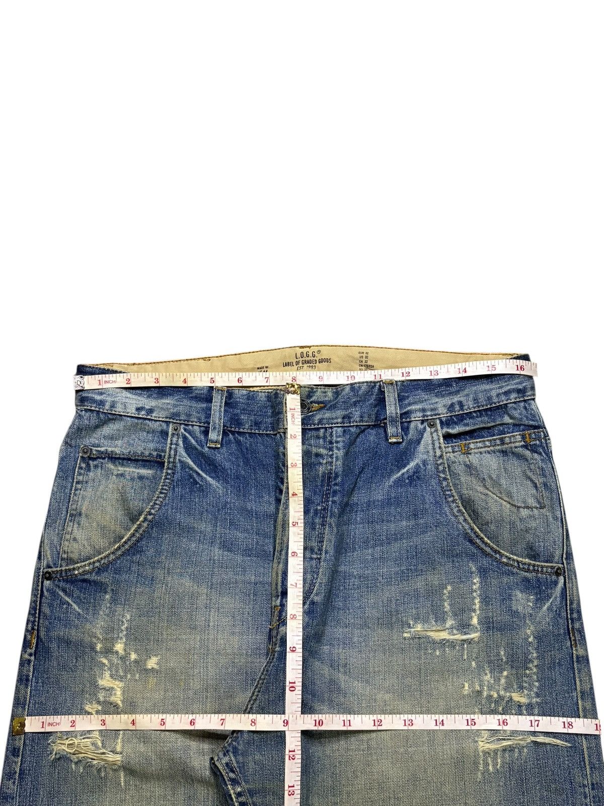 Japanese Brand Vintage Japanese Brand Button Fly Mud Wash Distress Rip Jean Size US 33 - 10 Thumbnail