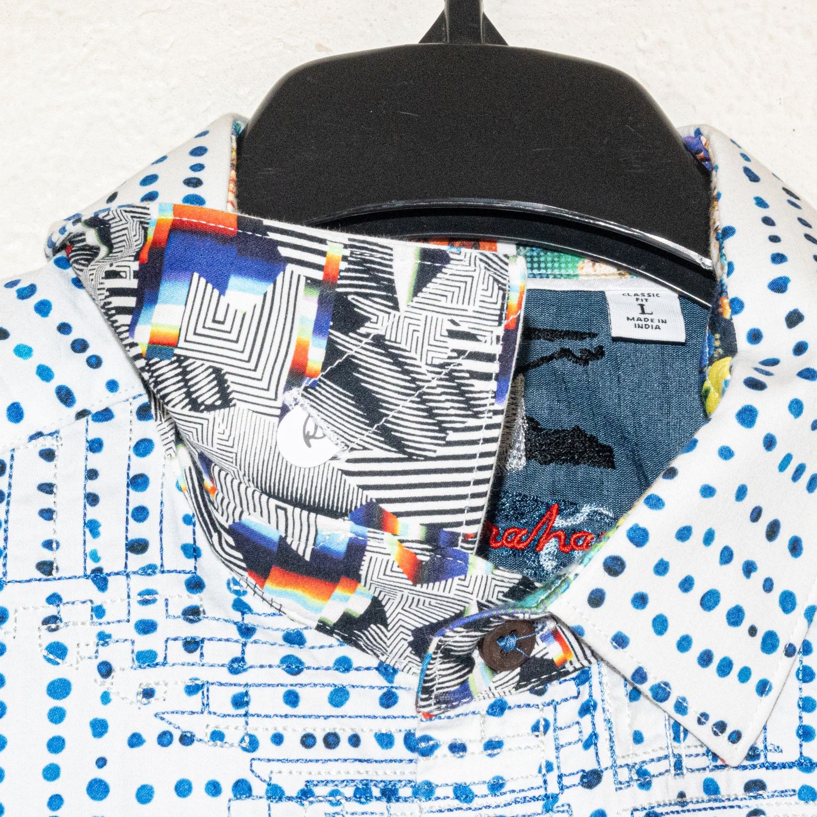 Robert Graham Robert Graham Men's Large Button up Shirt white w blue dot Size US L / EU 52-54 / 3 - 7 Thumbnail