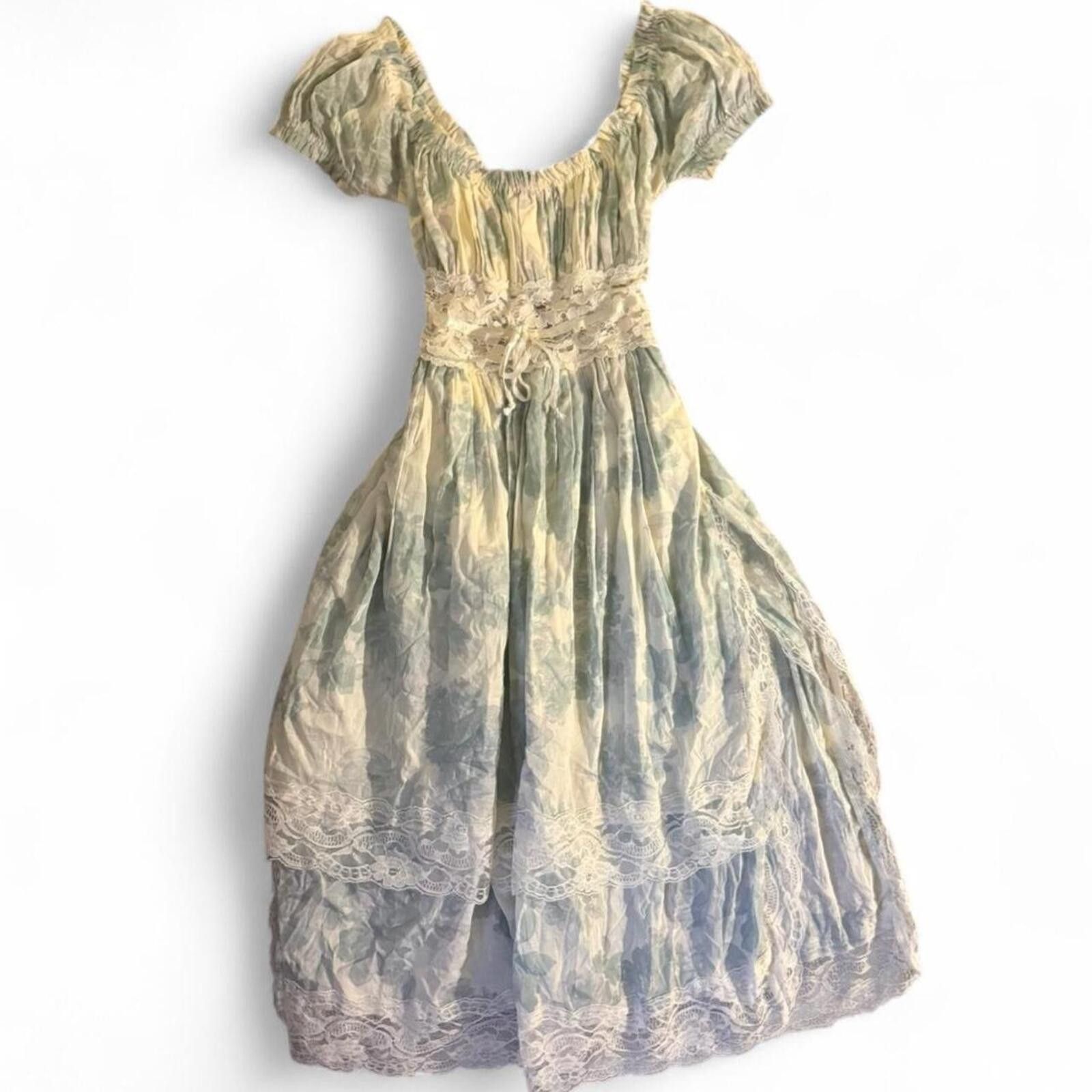 Free People Free People Green Floral Honey Suckle Long Dress Size S / US 4 / IT 40 - 5 Thumbnail