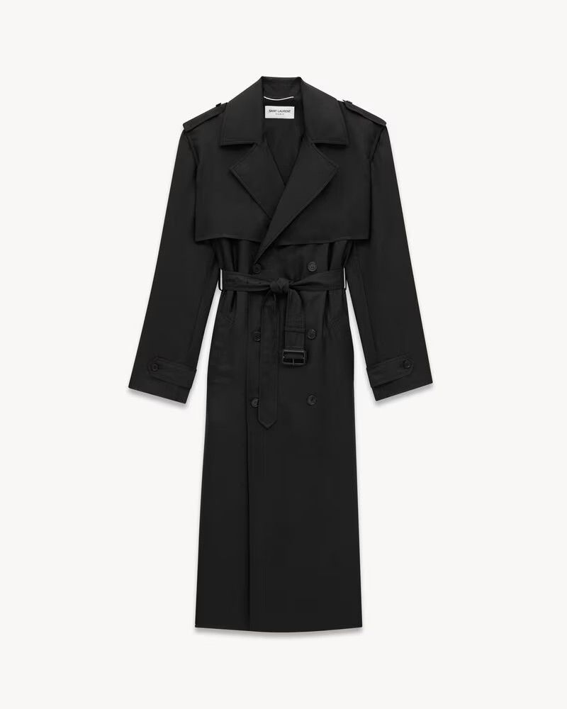 Saint Laurent Paris o1bcso1str1024 Long Coat in Black Size US S / EU 44-46 / 1 - 1 Thumbnail
