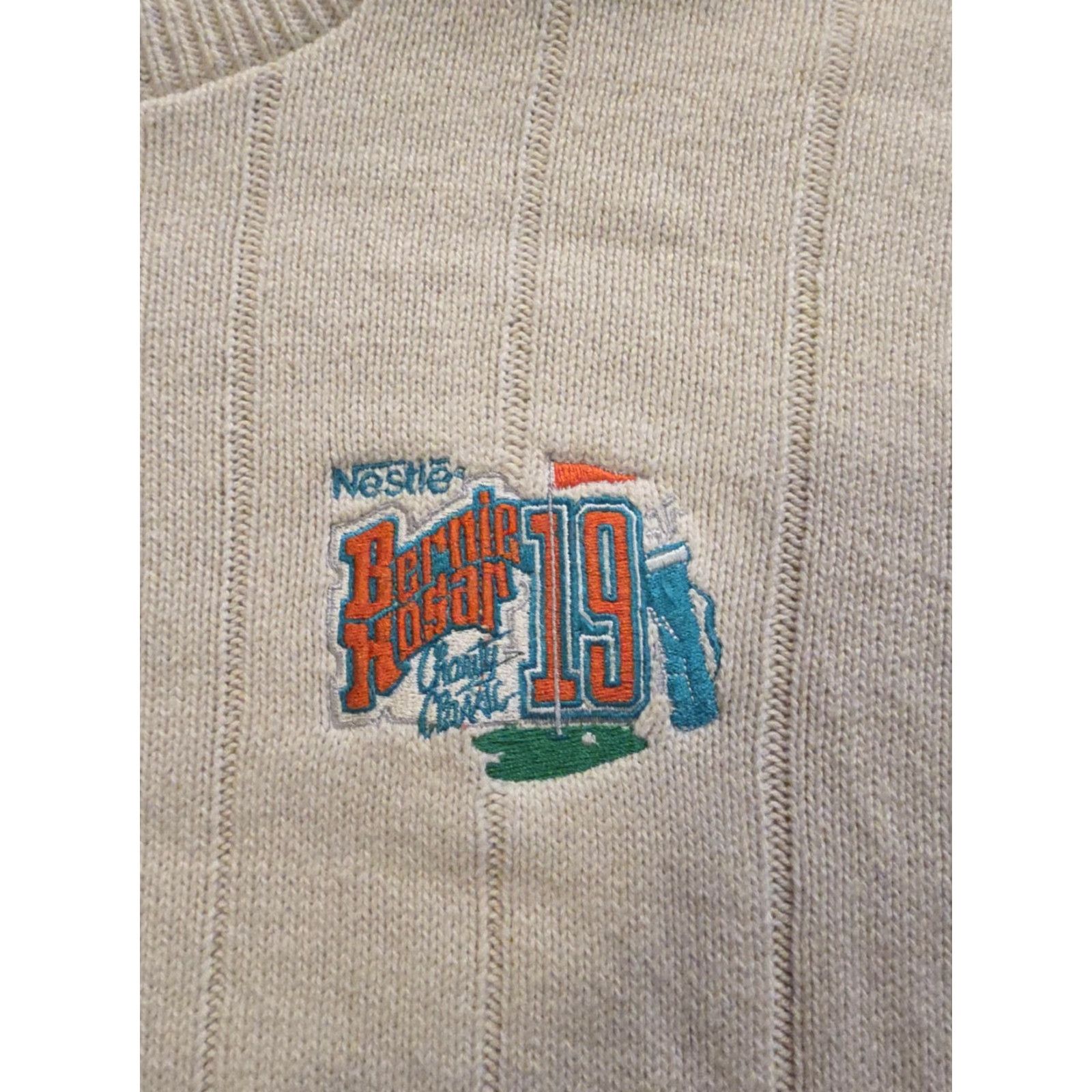 Altea VINTAGE Graffiti Sweater Men XL Crew Neck Long Sleeve Cotton Knit Golf Patch Ivory Teal 90s Preppy Casual Mens Size US XL / EU 56 / 4 - 2 Thumbnail