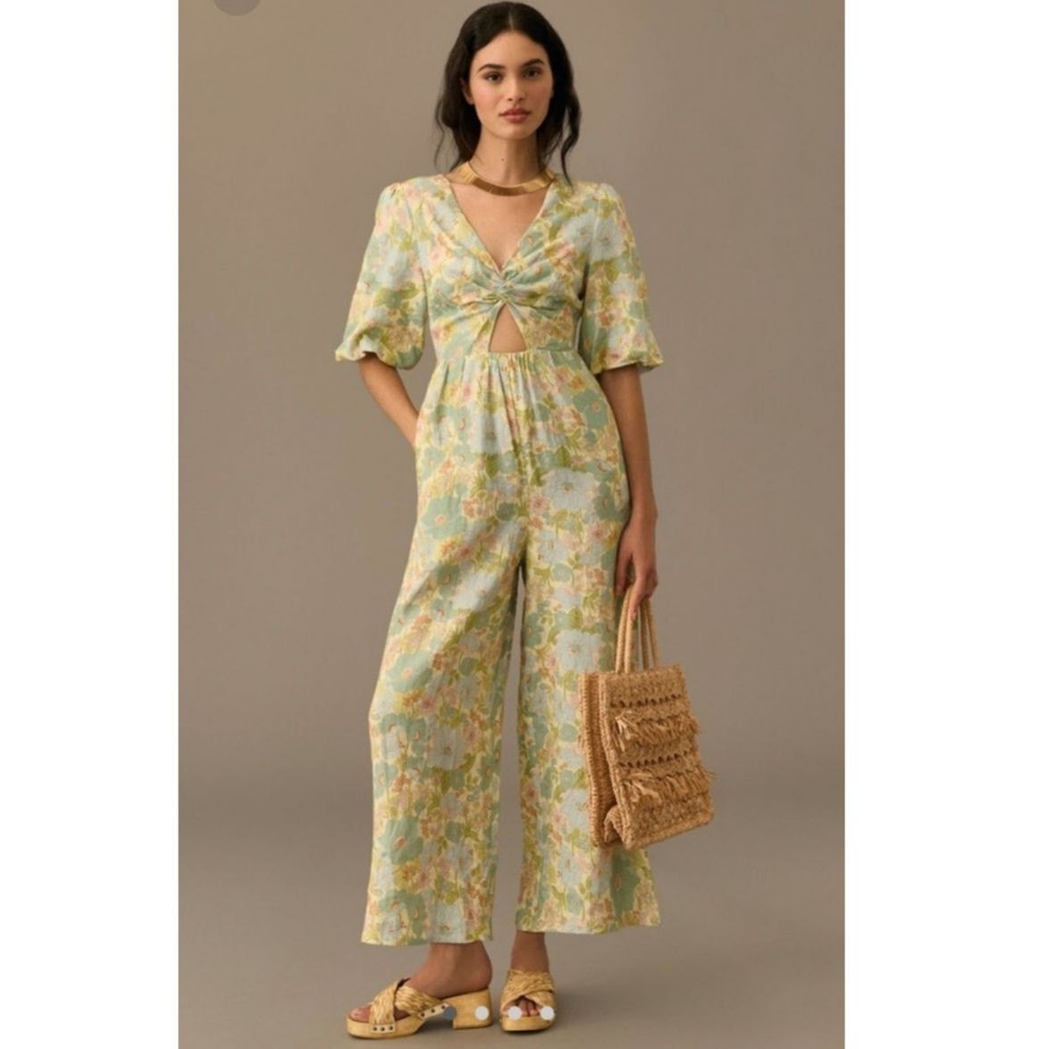 Anthropologie NWT Sancia The Aida Floral Wide-Leg Jumpsuit $239 PLUS 1X Size 40" / US 18 - 1 Thumbnail