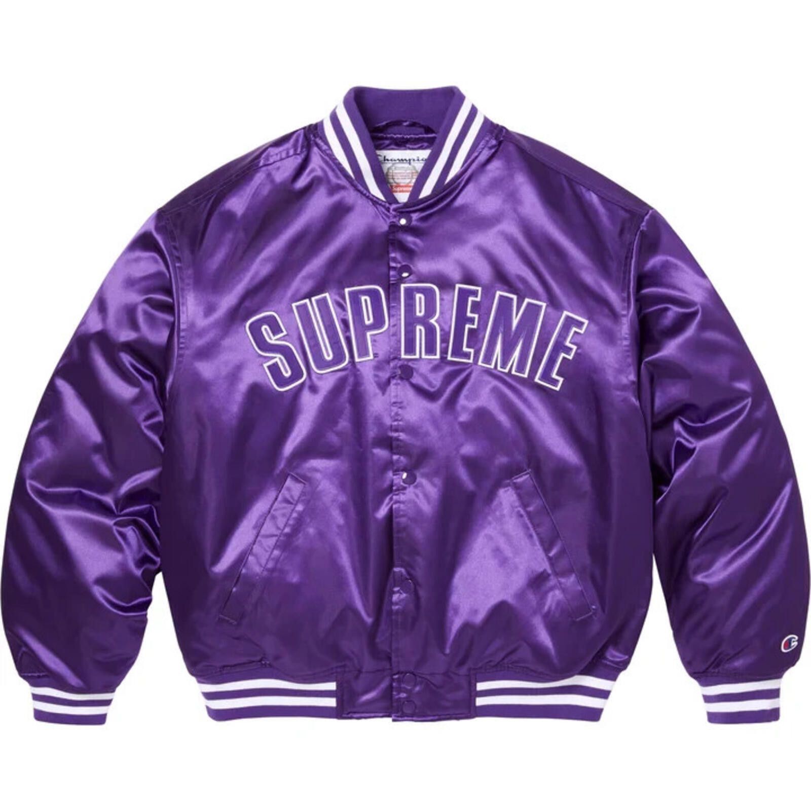 Supreme SS26 Supreme Champion Satin Varsity Jacket Purple L Size US L / EU 52-54 / 3 - 1 Thumbnail