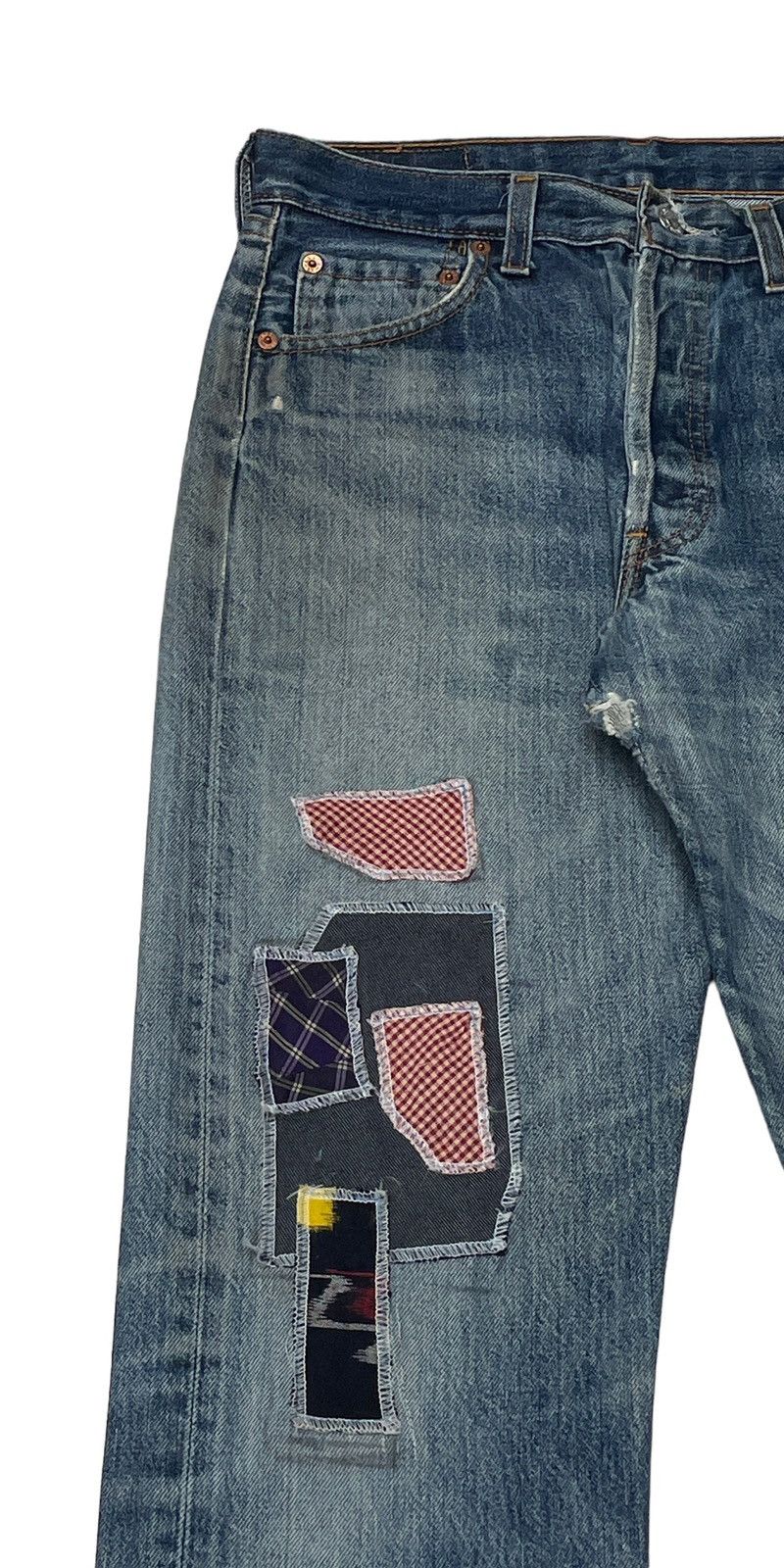 Levi's Vintage Brand Levi’s 501 Made In Usa Patchwork Jeans 1990s Size US 29 - 5 Thumbnail