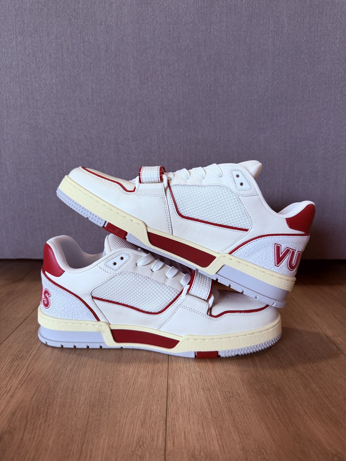 Louis Vuitton LOUIS VUITTON TRAINER RED WHITE VIRGIL Size US 8 / EU 41 - 5 Thumbnail