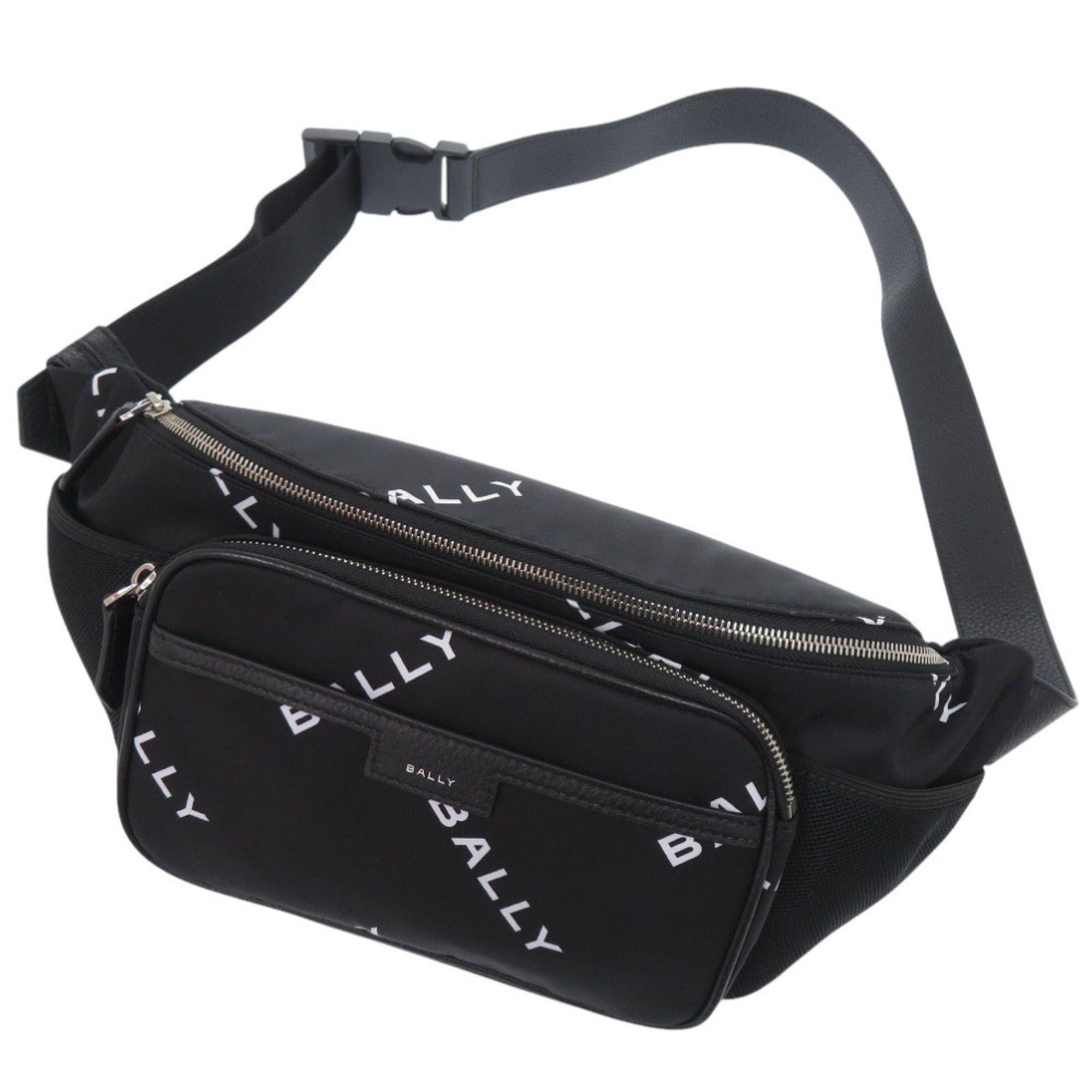 Unused Bally logo nylon black waist bag 1977