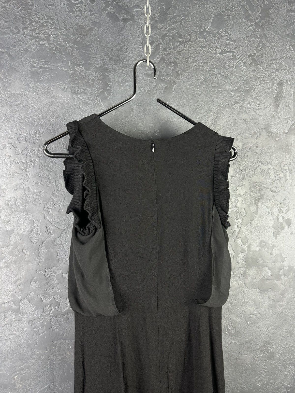 Sandro SANDRO Viscose Crepe Exposed Zipper Flutter Sleeve Dress Size S / US 4 / IT 40 - 8 Thumbnail