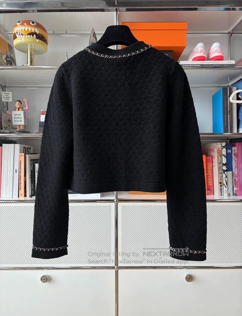 Chanel Chanel Leather chain black knitwear coat Size XS / US 0-2 / IT 36-38 - 2 Thumbnail