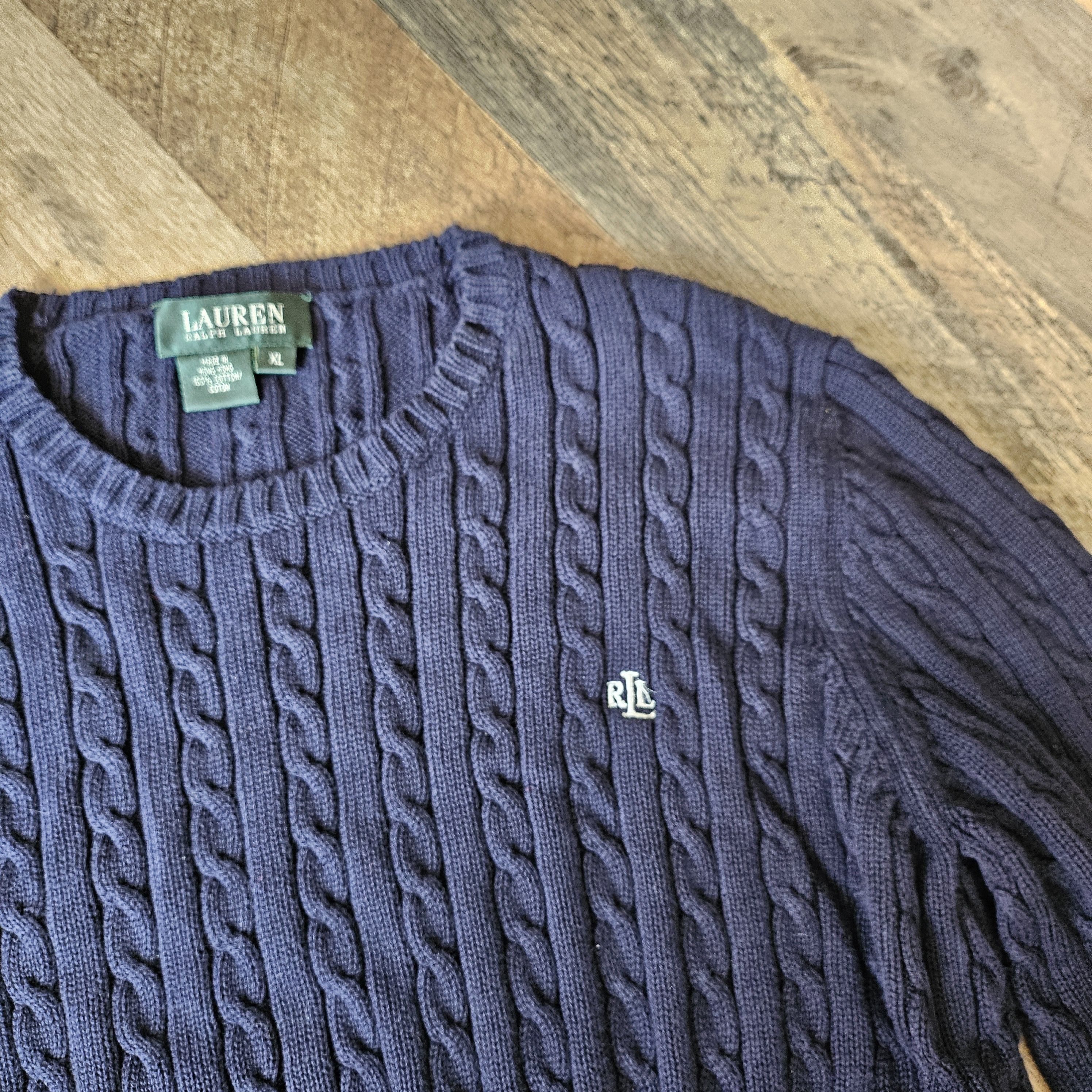 Lauren Ralph Lauren Lauren Ralph Lauren Women’s Navy Cable Knit Cotton Sweater Size XL / US 12-14 / IT 48-50 - 2 Thumbnail