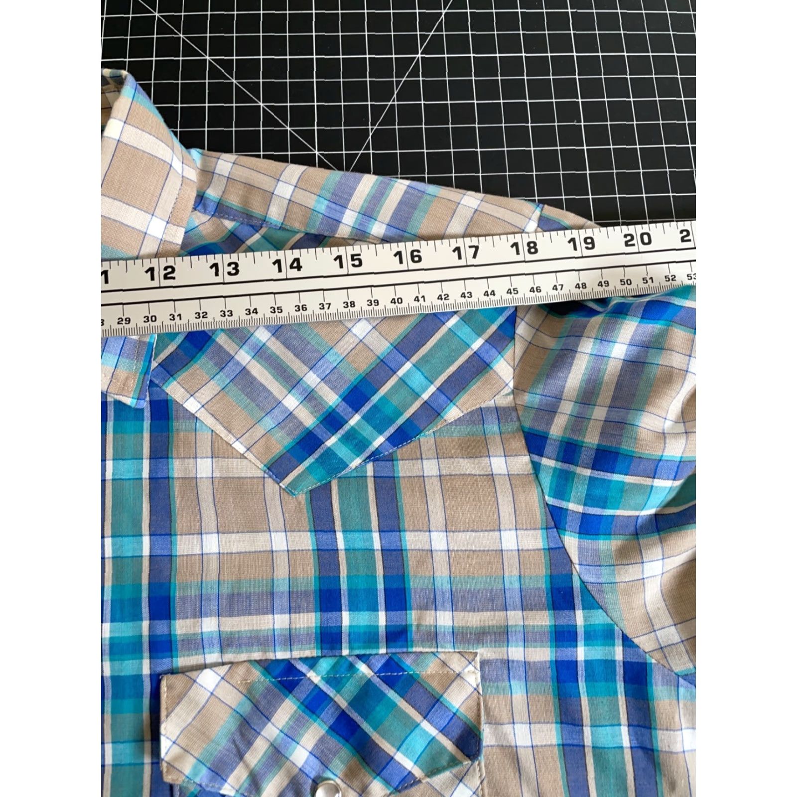 Vintage VINTAGE 80s Western Shirt Plaid Gray Blue Pearl Snap Lightweight Cotton Blend Cowboy Size US L / EU 52-54 / 3 - 7 Thumbnail