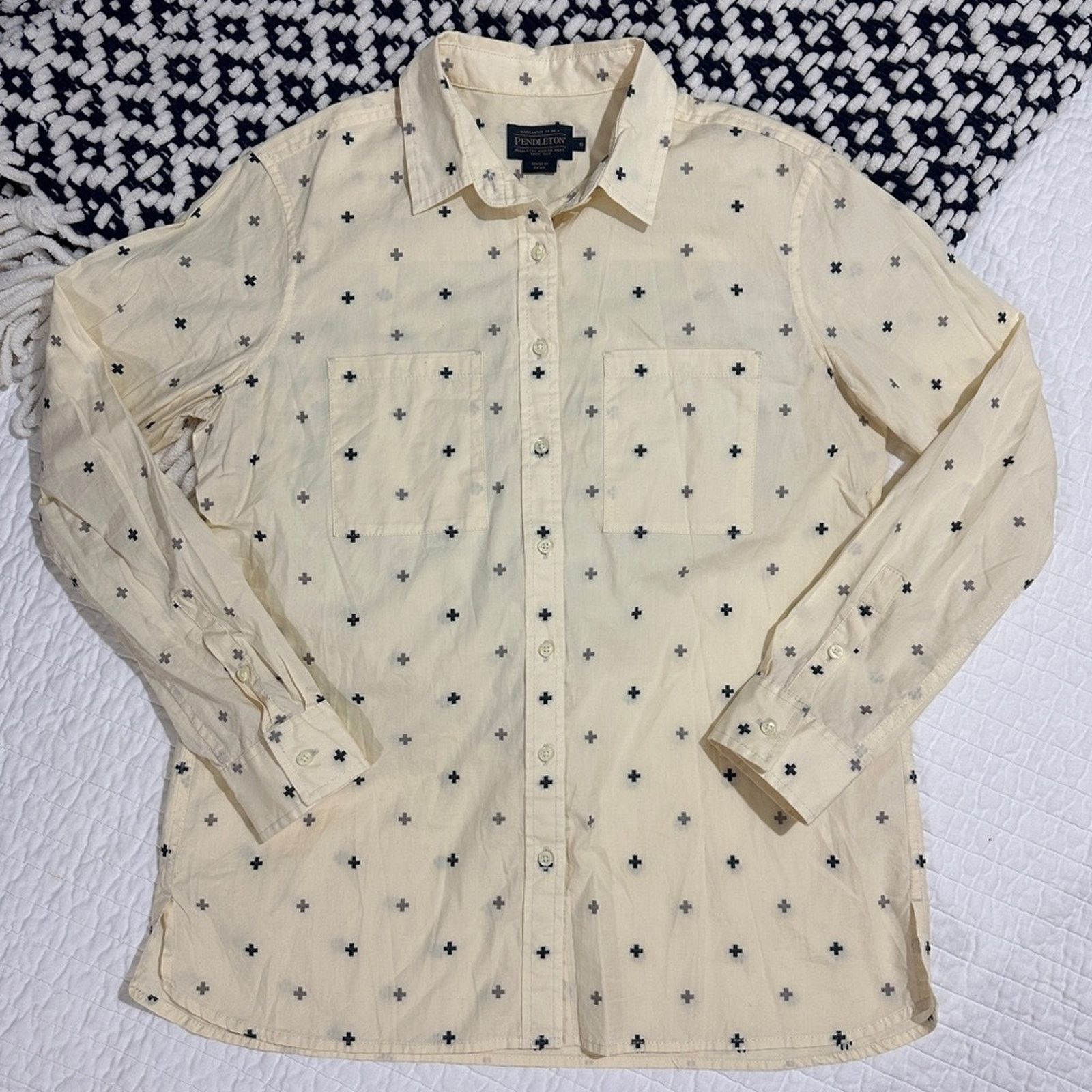 Pendleton PENDLETON Cream Meridian Cross Button Up Long Sleeve Shirt S Size US S / EU 44-46 / 1 - 1 Thumbnail