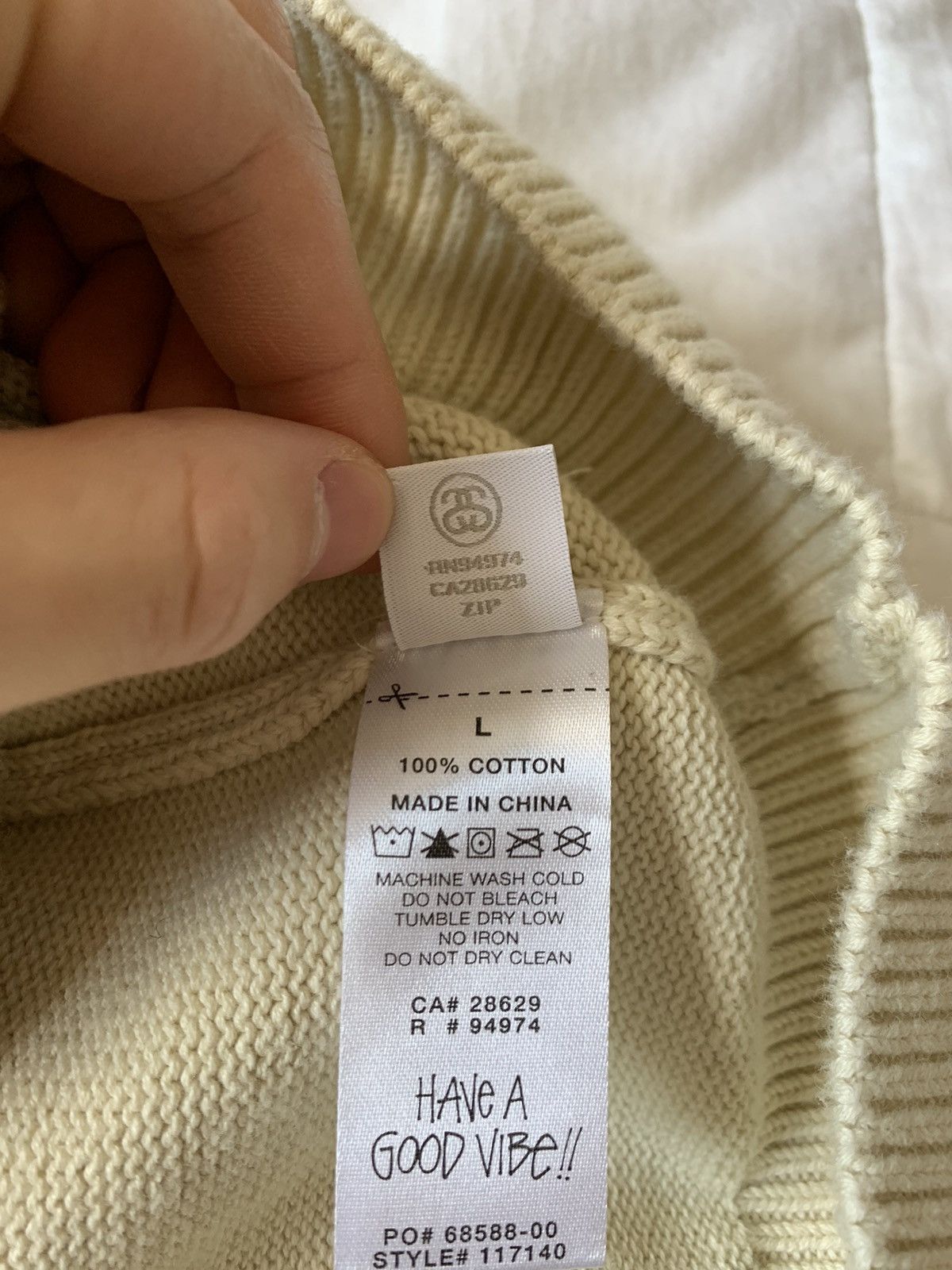 Stussy Stüssy Care Label Knit Sweater Natural | Grailed