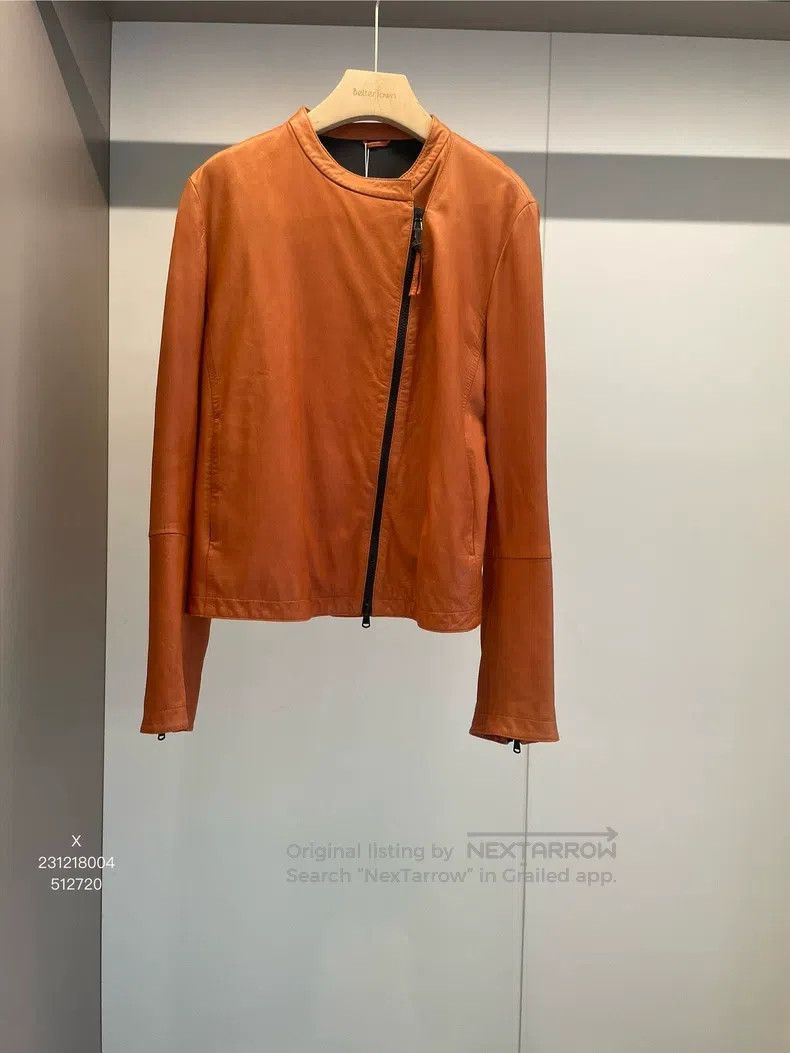 Brunello Cucinelli Brunello Cucinelli Brick Red Leather Jacket Size US S / EU 44-46 / 1 - 1 Thumbnail