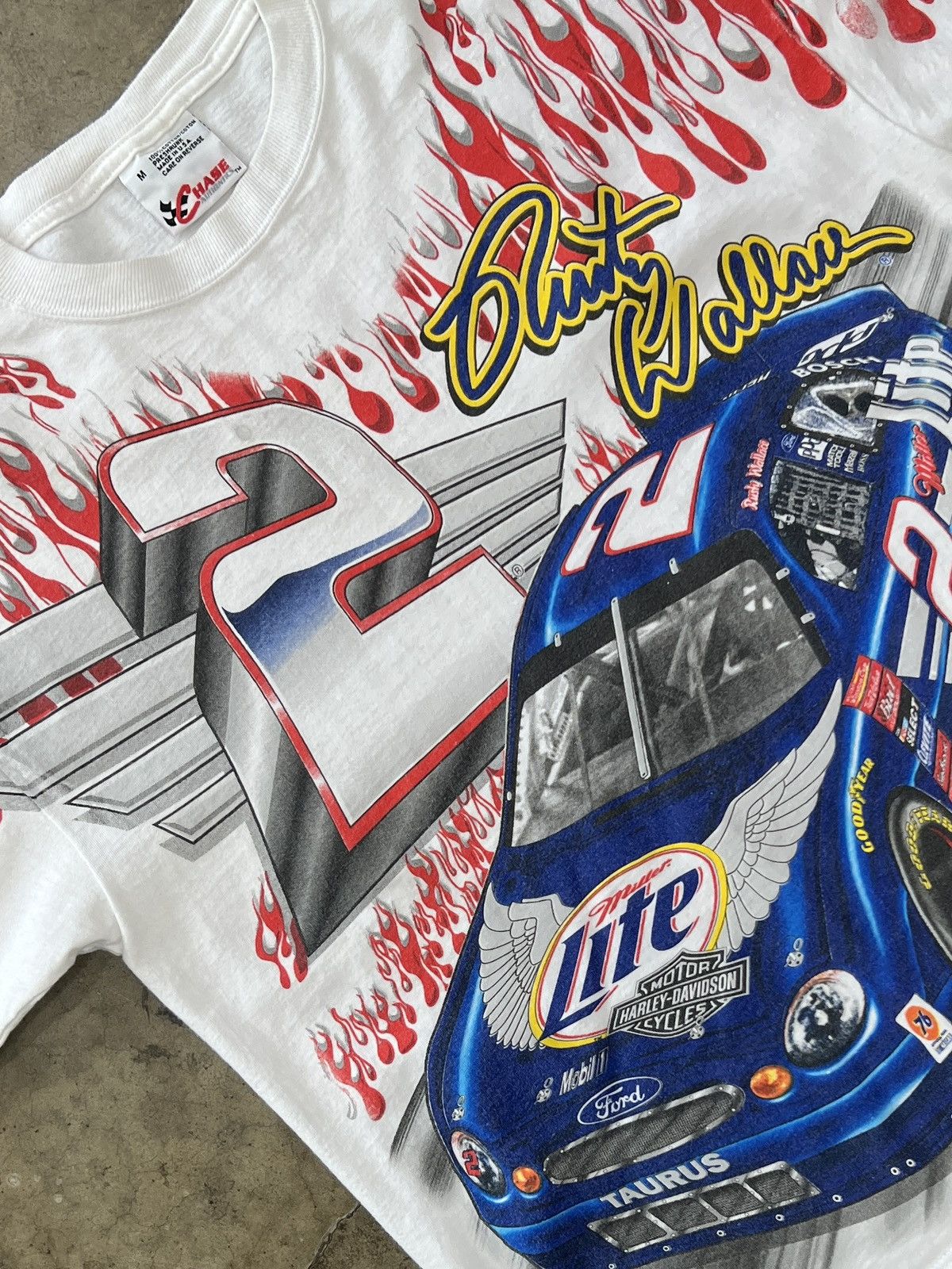 NASCAR Vintage Harley Davidson NASCAR Rusty Wallace AOP Tee Medium Size US M / EU 48-50 / 2 - 1 Thumbnail