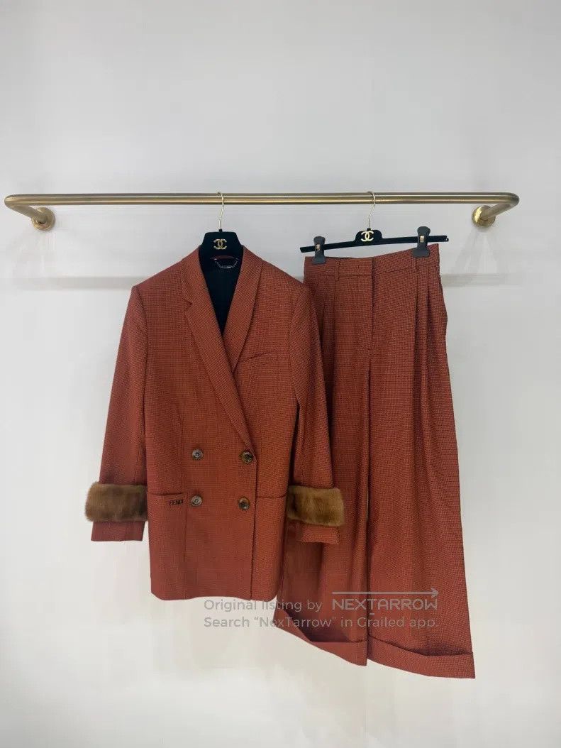 Fendi Fendi Fine Checkered Wool Wide Leg Trousers Size 25" / US 0 / IT 36 - 7 Thumbnail
