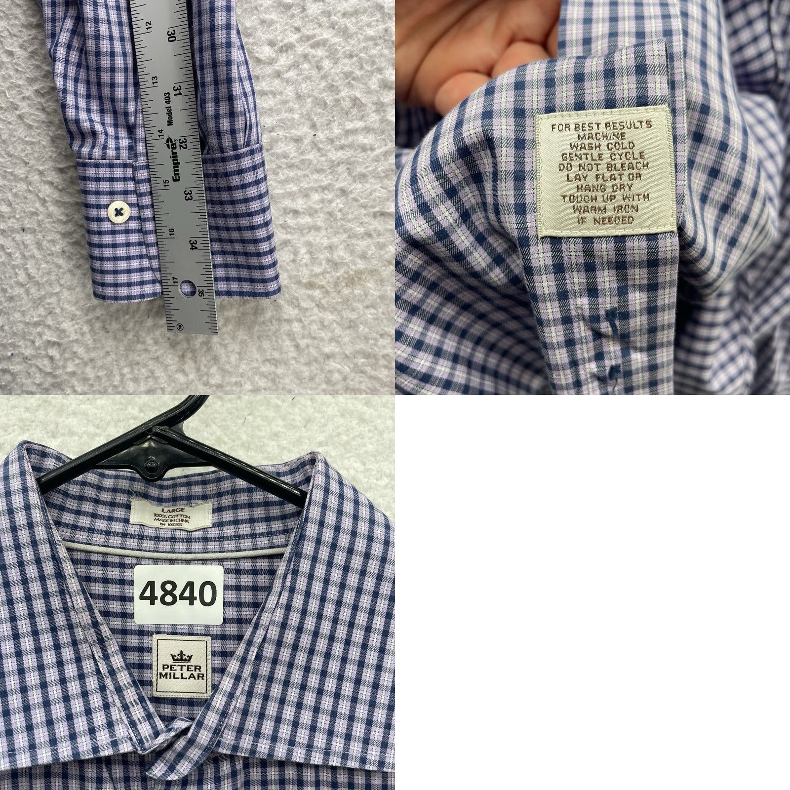 Peter Millar Peter Millar Shirt Mens L Purple Plaid Check Cotton Button-Up Preppy Crown Modern Classic Size US L / EU 52-54 / 3 - 8 Thumbnail