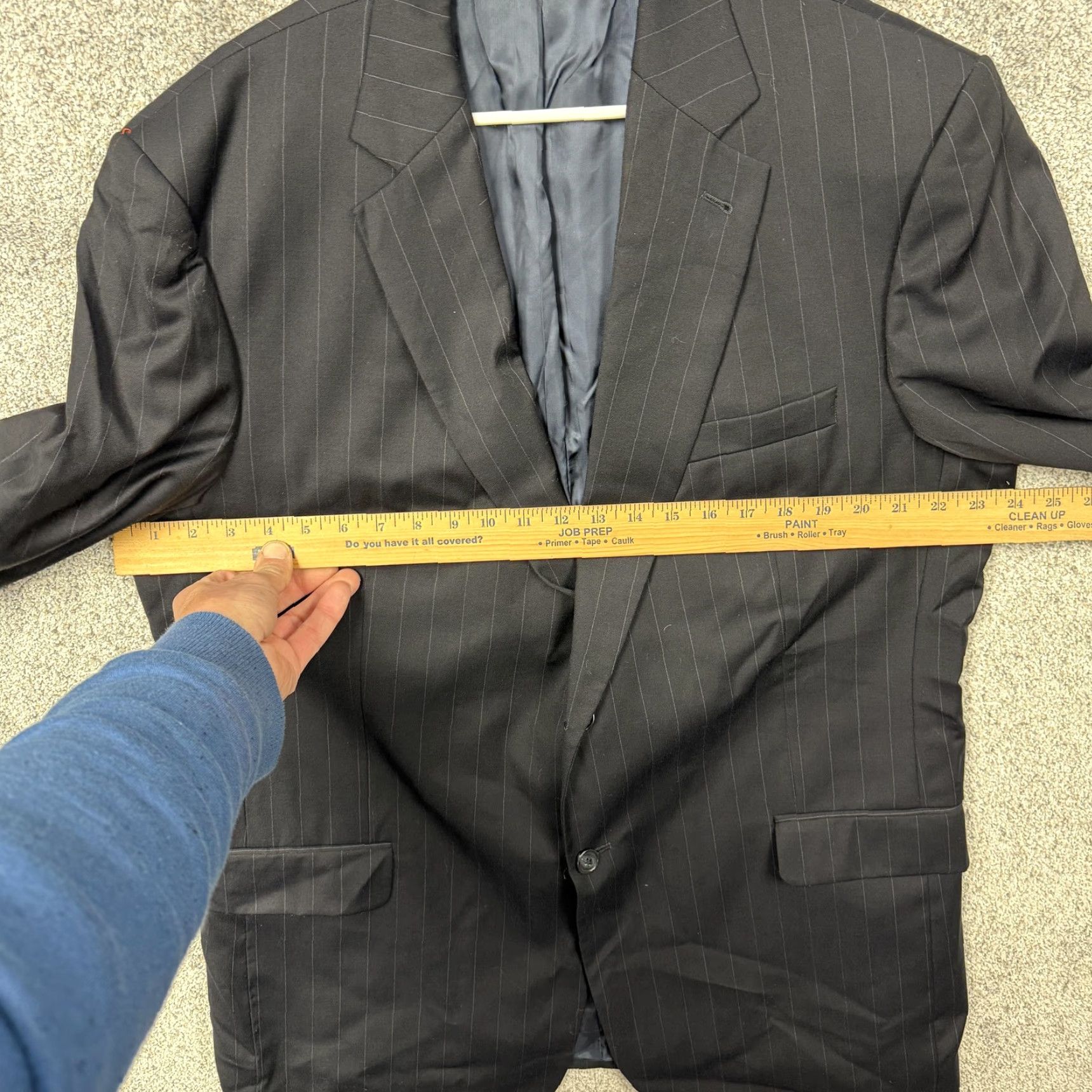 Jos. A. Bank Jos. A. Bank Blazer Mens 46L Black Pinstripe Wool Two Button Suit Jacket Formal Size 46R - 4 Thumbnail