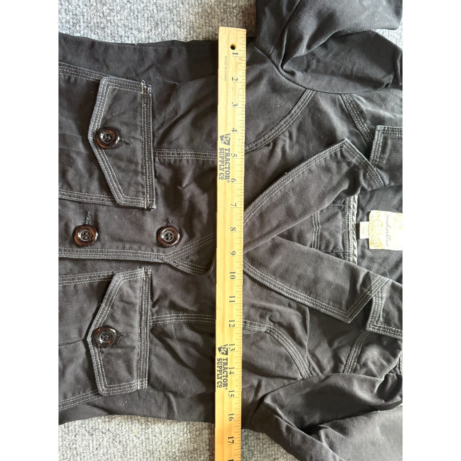 Anchor Blue Anchor Blue Denim Jacket Juniors Medium Black Y2K Chore Jacket with Pockets Shirt Adult? No. Size M / US 6-8 / IT 42-44 - 3 Thumbnail