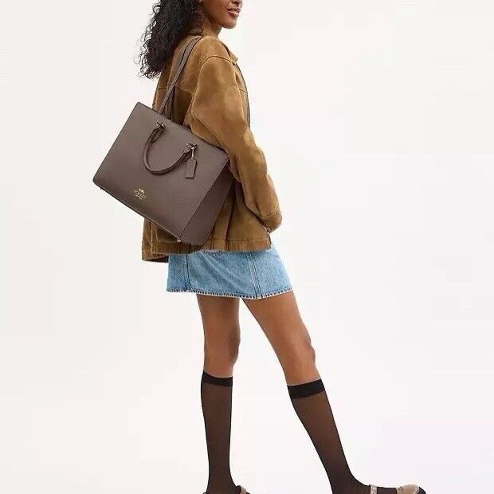 Coach NWT COACH Maggie Tote Bag Shoulder Leather CY666 Dark Stone Size ONE SIZE - 6 Thumbnail