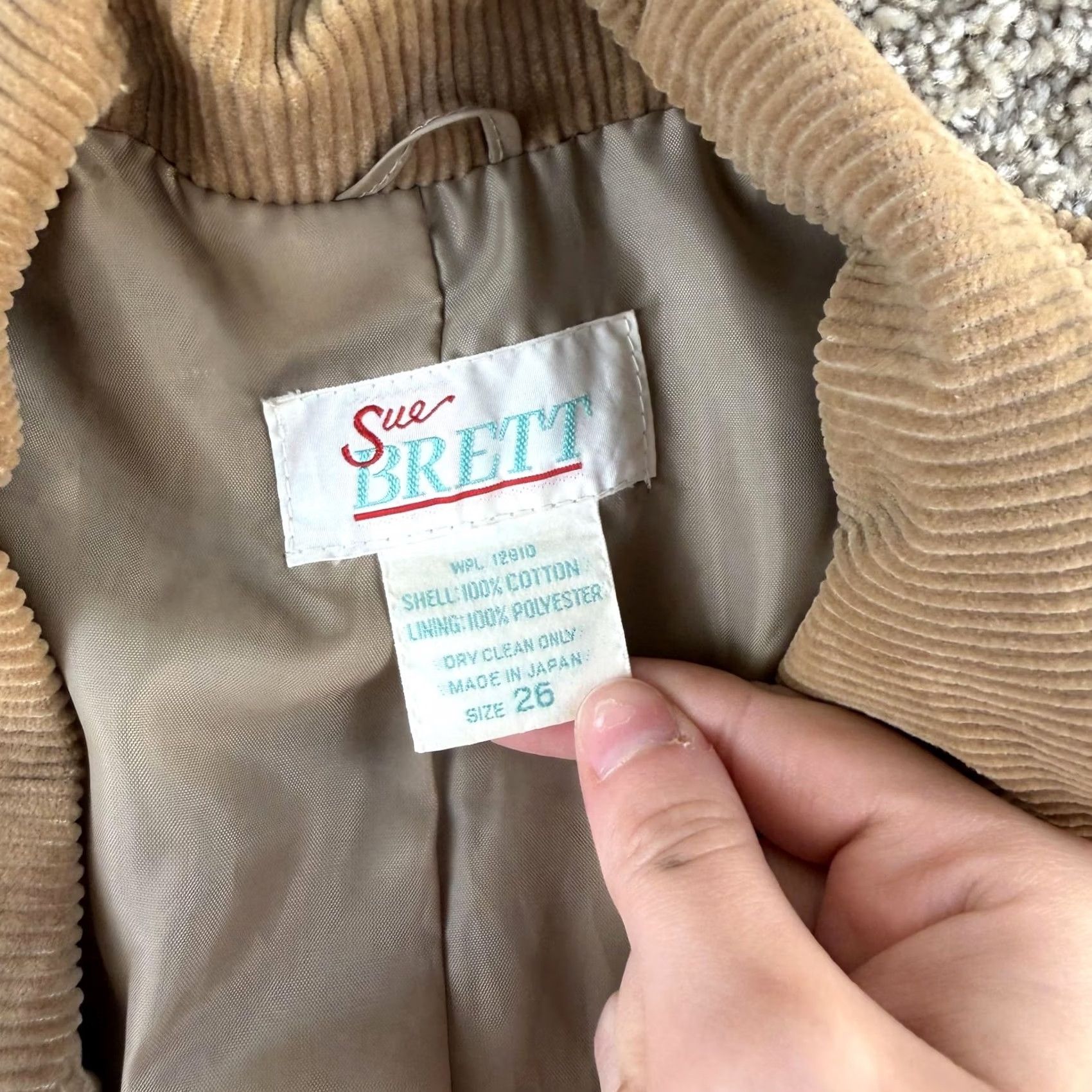 Vintage VINTAGE Sue Brett Blazer Jacket Womens 26 Beige Corduroy Lined Made Japan Street Style Jacket Size 4XL / US 24-26 - 4 Thumbnail