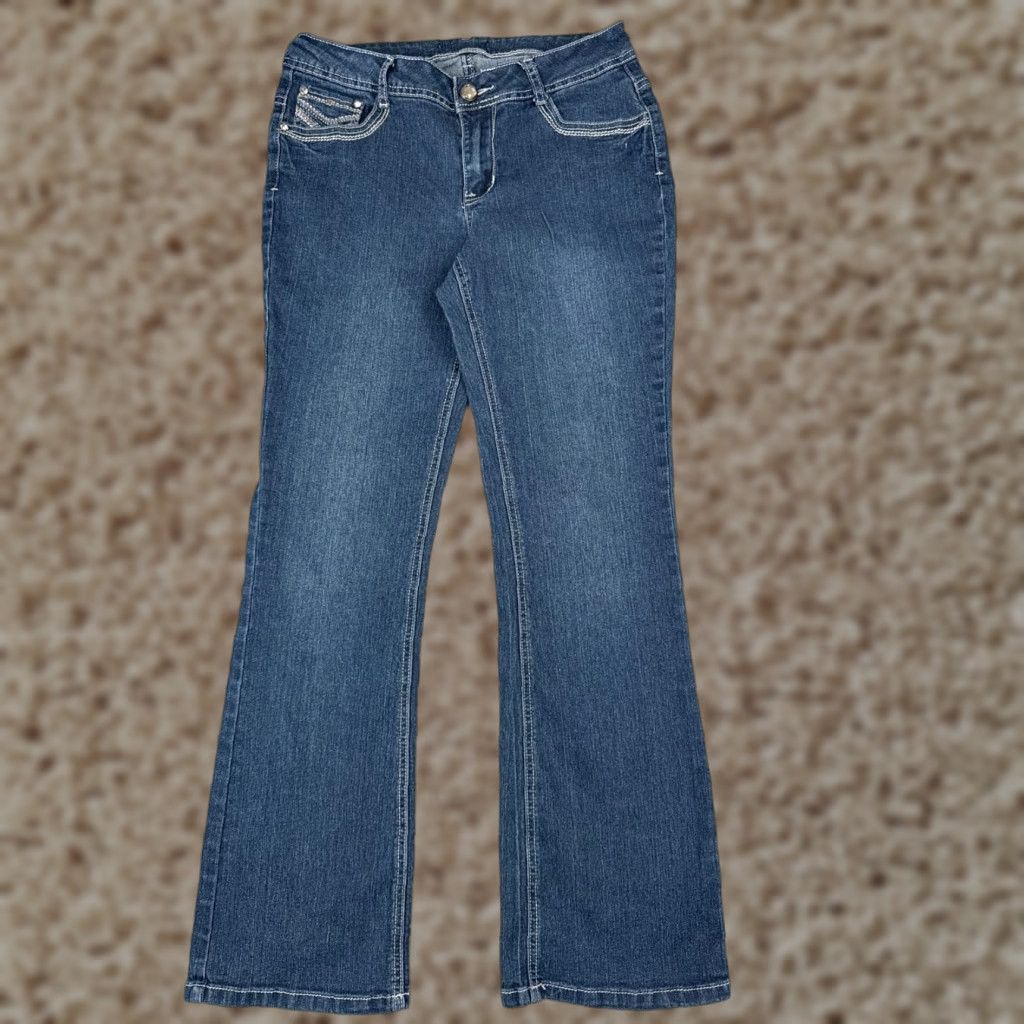 Silver Jeans Co. Women Jeans 30 Blue Denim Bootcut Embellished Cotton Blend Low Rise Bling 30x30 Size 30" / US 8 / IT 44 - 1 Thumbnail