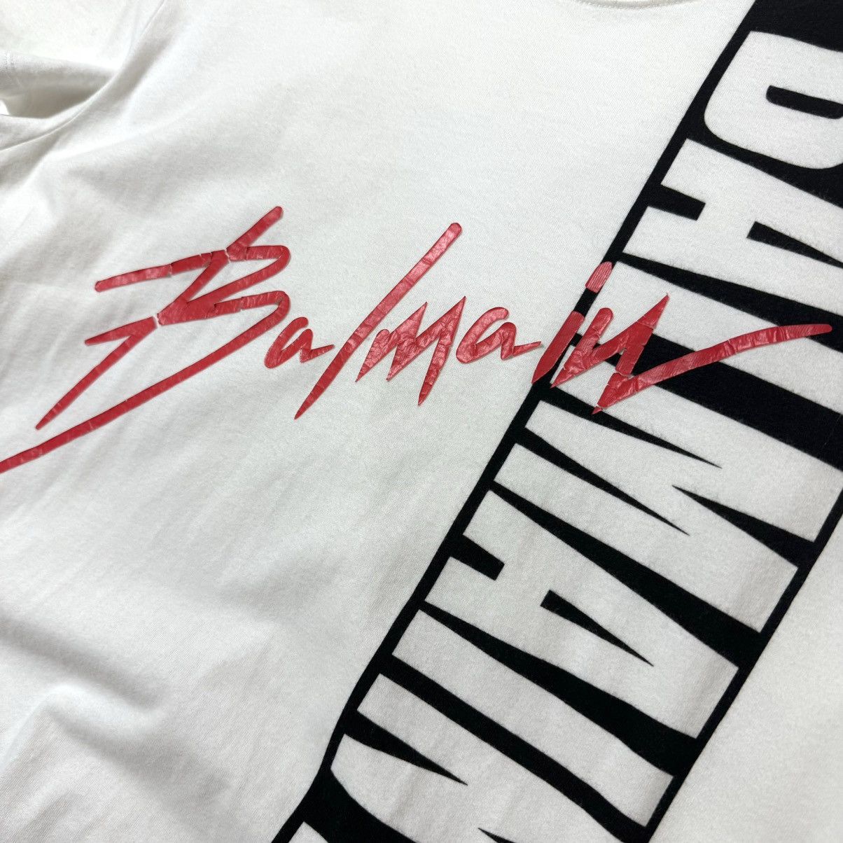 Balmain Balmain Homme Distressed T-shirt M 44 White Black Red Size US S / EU 44-46 / 1 - 4 Thumbnail