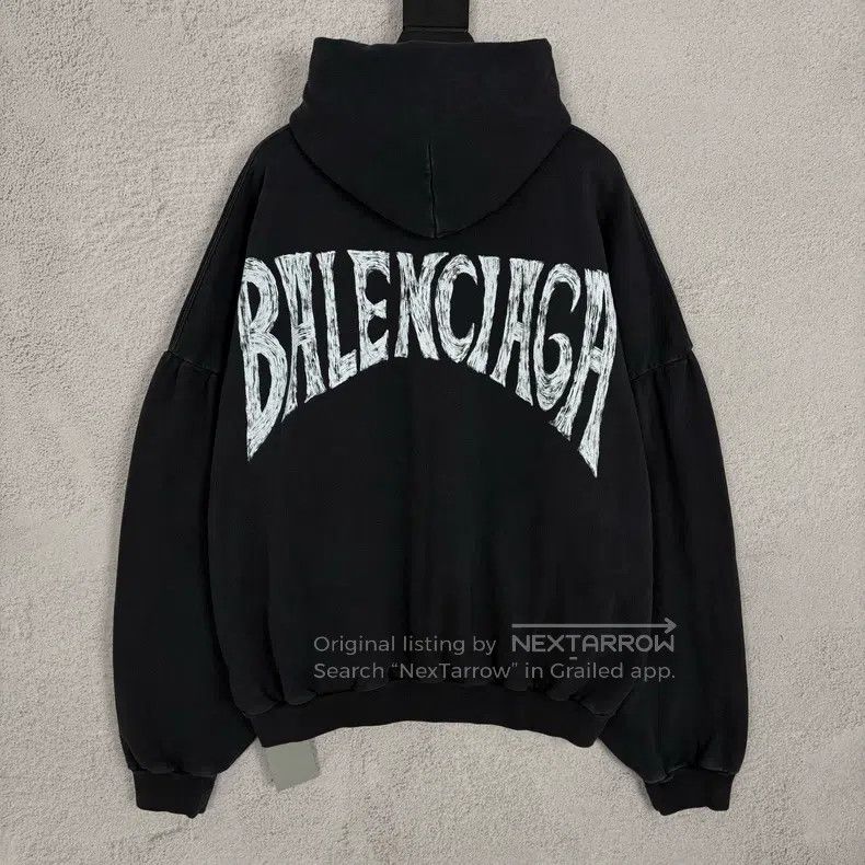 Balenciaga Balenciaga Sunset Tower Pattern Graffiti Black Hoodie Size US M / EU 48-50 / 2 - 2 Thumbnail