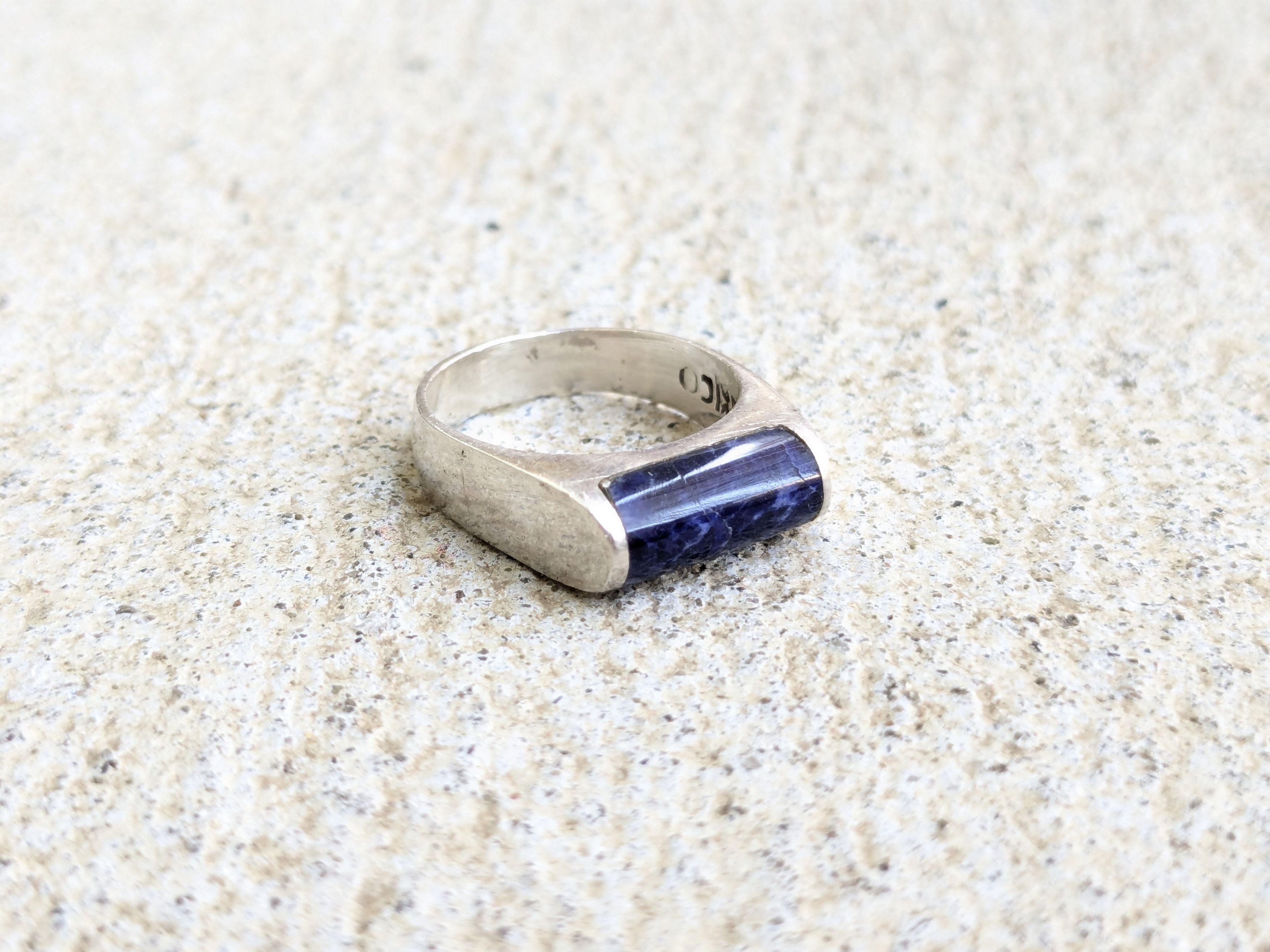 Jewelry Vintage Sterling Silver Ring Blue Sodalite 5.75 Modern Size ONE SIZE - 3 Thumbnail