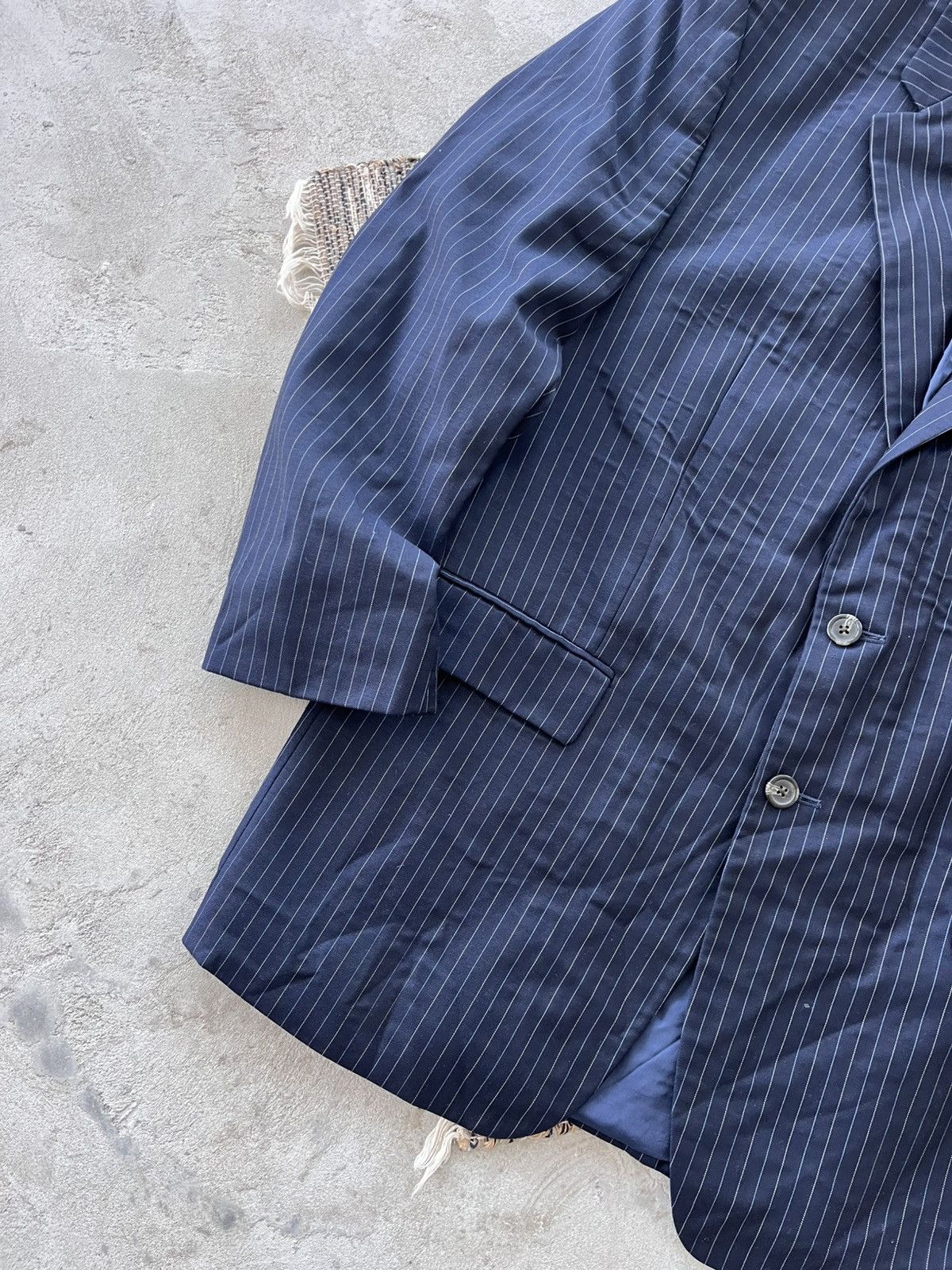 Polo Ralph Lauren Vintage Polo Ralph Lauren Navy Striped Blazer Avantgarde Y2K Size 44R - 3 Thumbnail