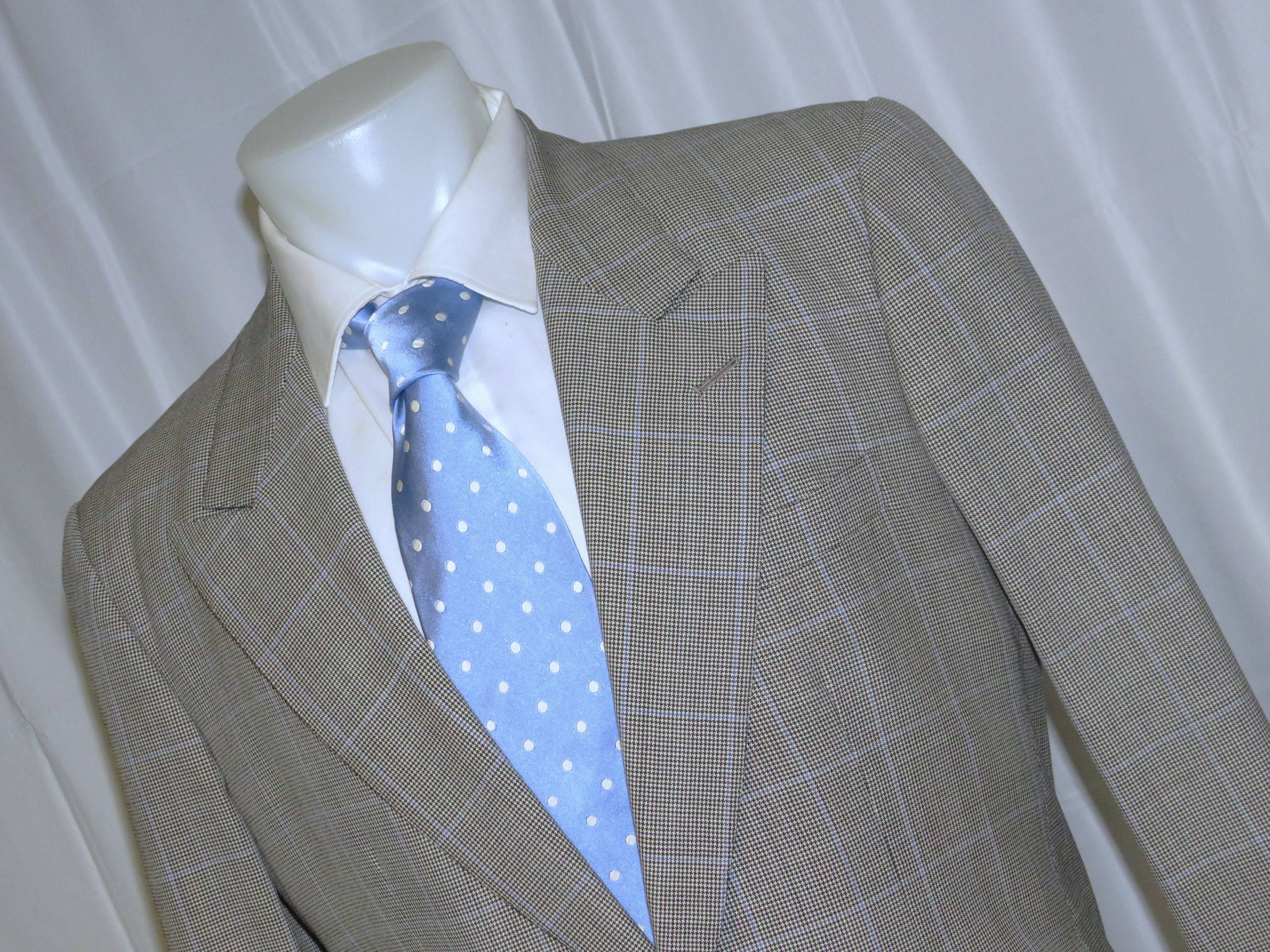 Alan Flusser Gray Houndstooth Overplaid Two Button Suit 40R Size 40L - 8 Thumbnail