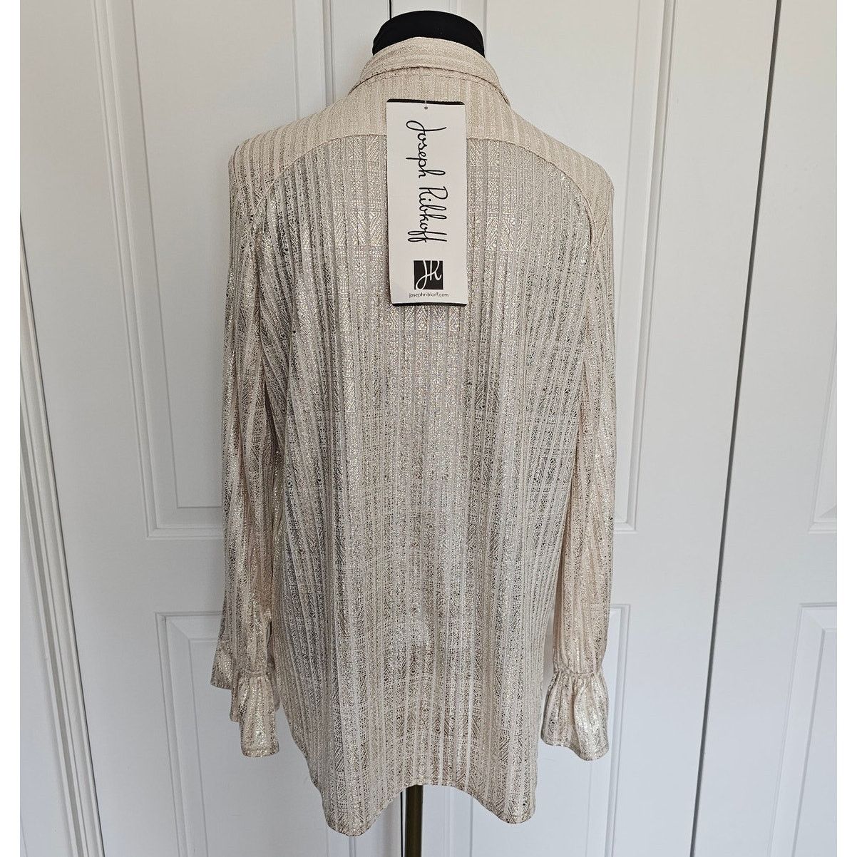 Joseph Ribkoff Joseph Ribkoff Beige/Gold Zip Shimmer Jacket Shacket Top 8 Size M / US 6-8 / IT 42-44 - 9 Thumbnail