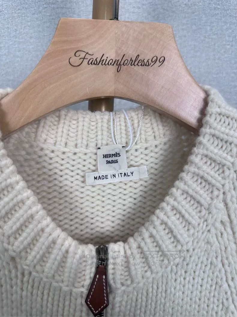 Hermes Hermes Off-white short-sleeved wool cardigan Size S / US 4 / IT 40 - 3 Thumbnail