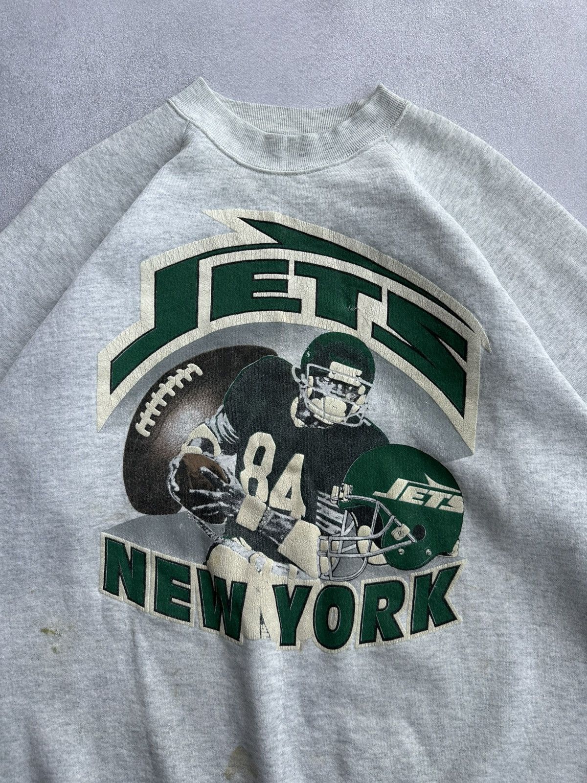 NFL Vintage NFL New York Jets Grey Crewneck Sweatshirt 90s Sz XL Size US XL / EU 56 / 4 - 2 Thumbnail