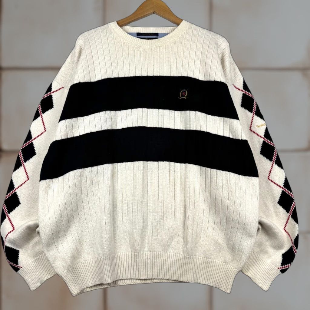 Tommy Hilfiger VINTAGE Tommy Hilfiger Golf Sweater Men's XL Striped Argyle Knit Crew Neck Pullover Size US XL / EU 56 / 4 - 1 Thumbnail