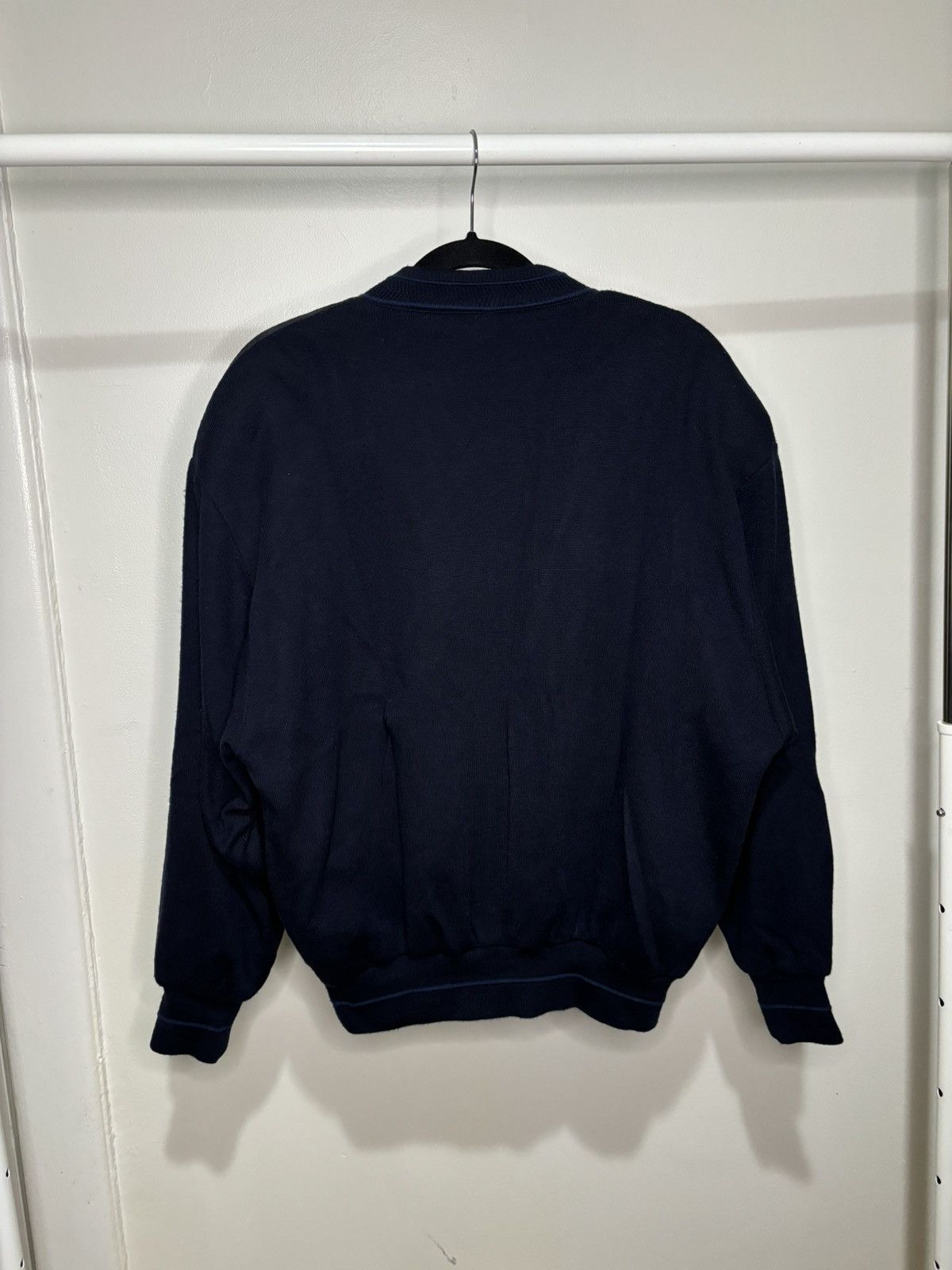 Vintage Vintage 1990s Navy Blue Boxy Cardigan Sweater Size US L / EU 52-54 / 3 - 6 Thumbnail